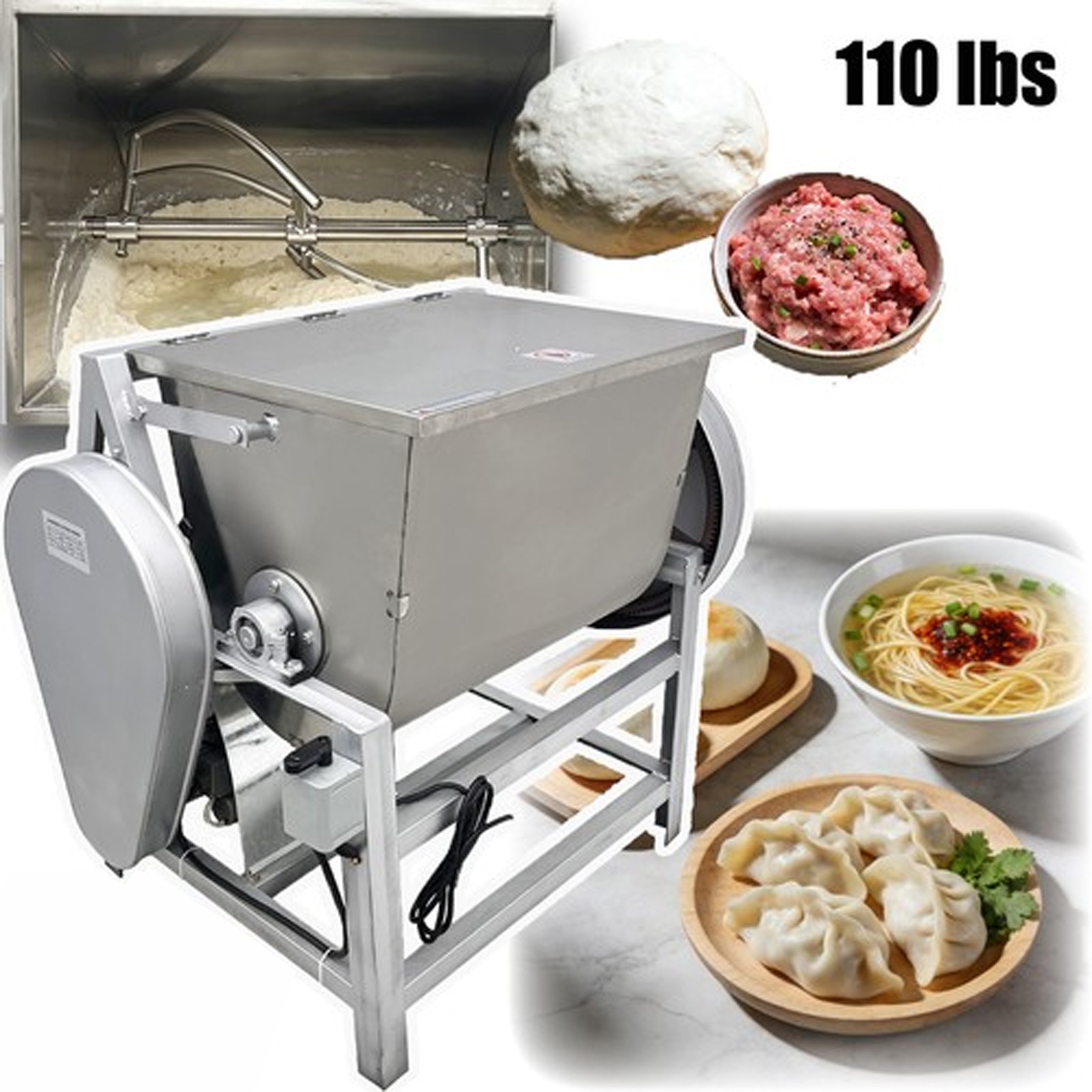 Heavy Duty 110lb Electric Dough Kneader Mixing Machine Flour Mixer Without Plug