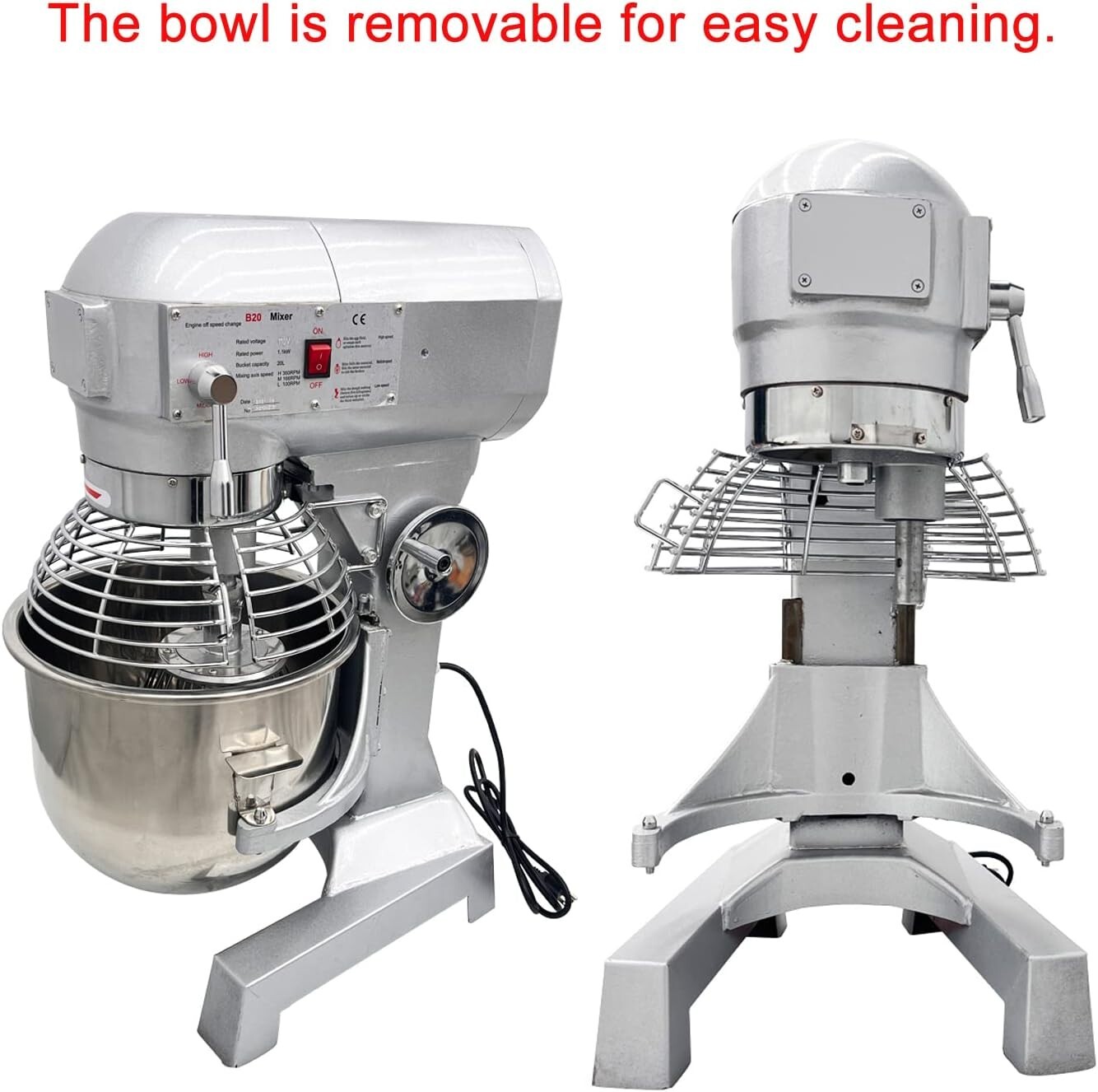 Commercial Food Mixer 20L Dough Mixer Dough Kneading Machine Three Adjustable Sp