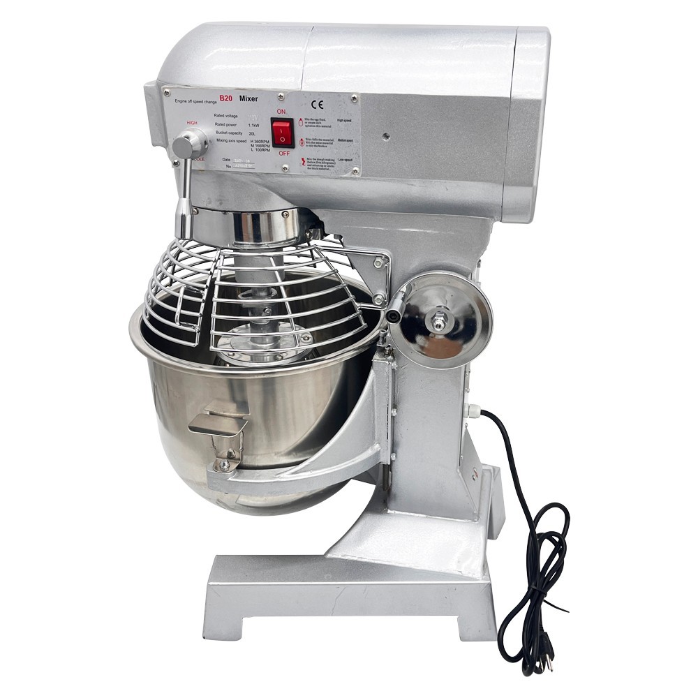 20qt Commercial Dough Mixer 110V 3-Speed Spiral Hook/ Beater Kneading Machine