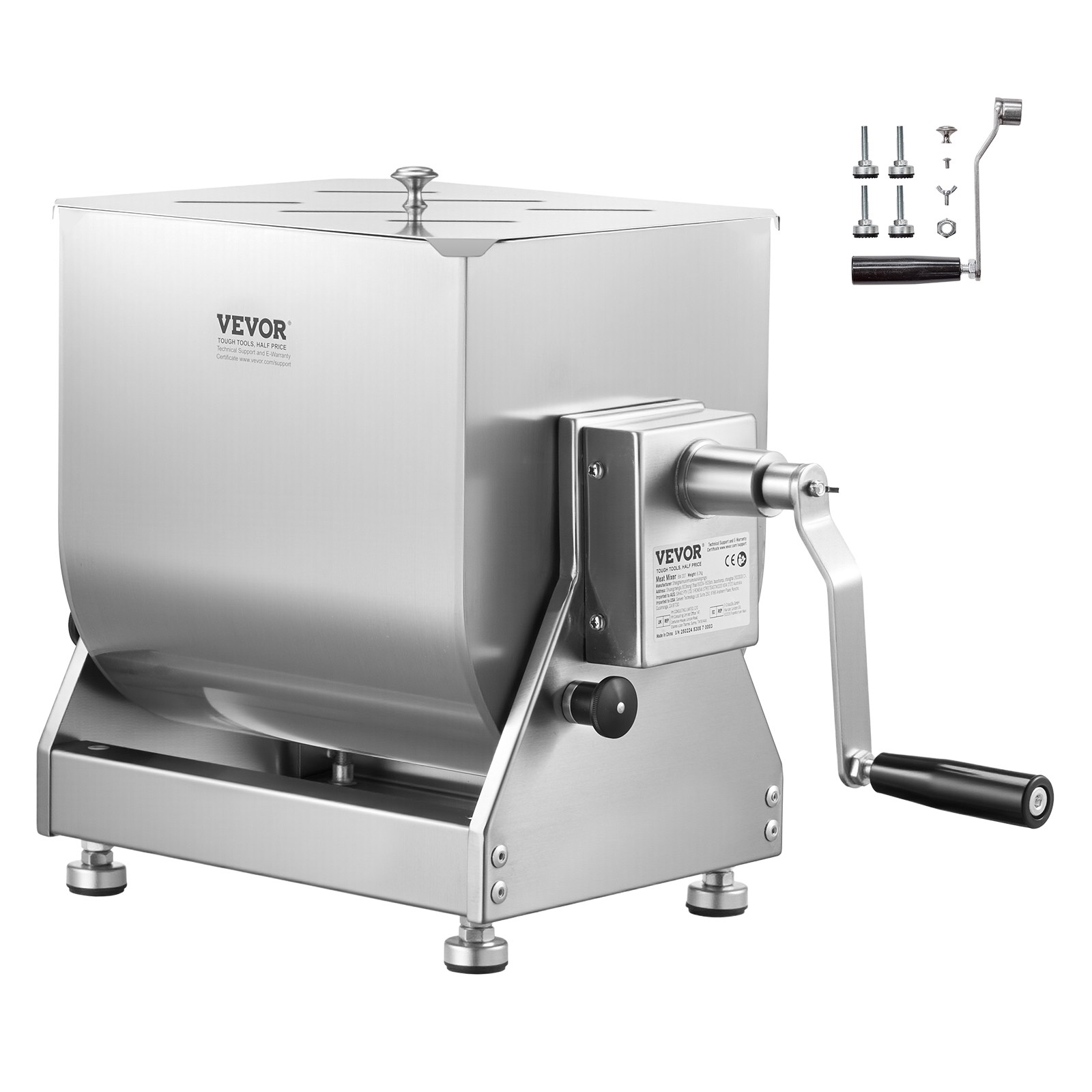 VEVOR Manual Meat Mixer Tilt Tank Mixing Max 60LB for Meat Sausage Mixer