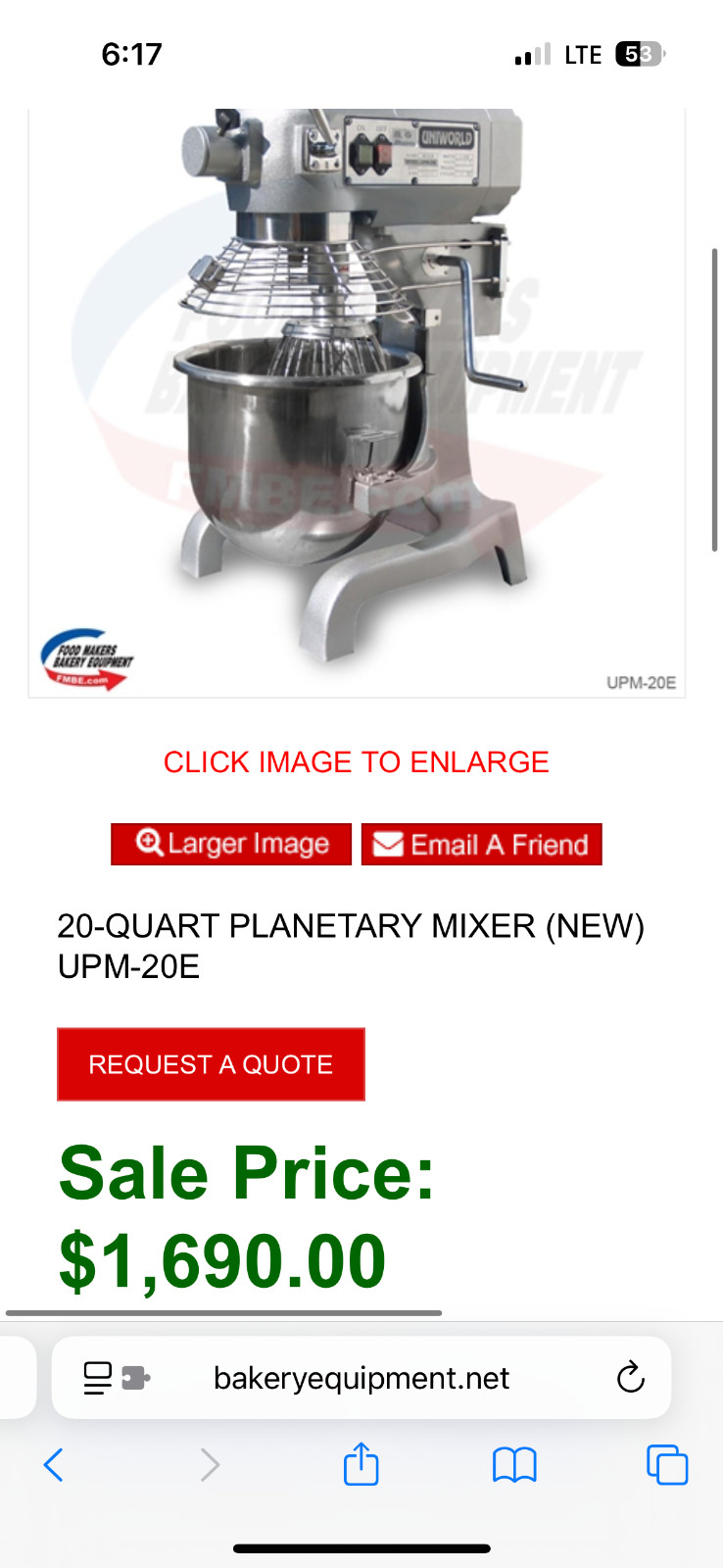 UNIWORLD PLANETARY MIXER 20 QT MODEL UPM-20E