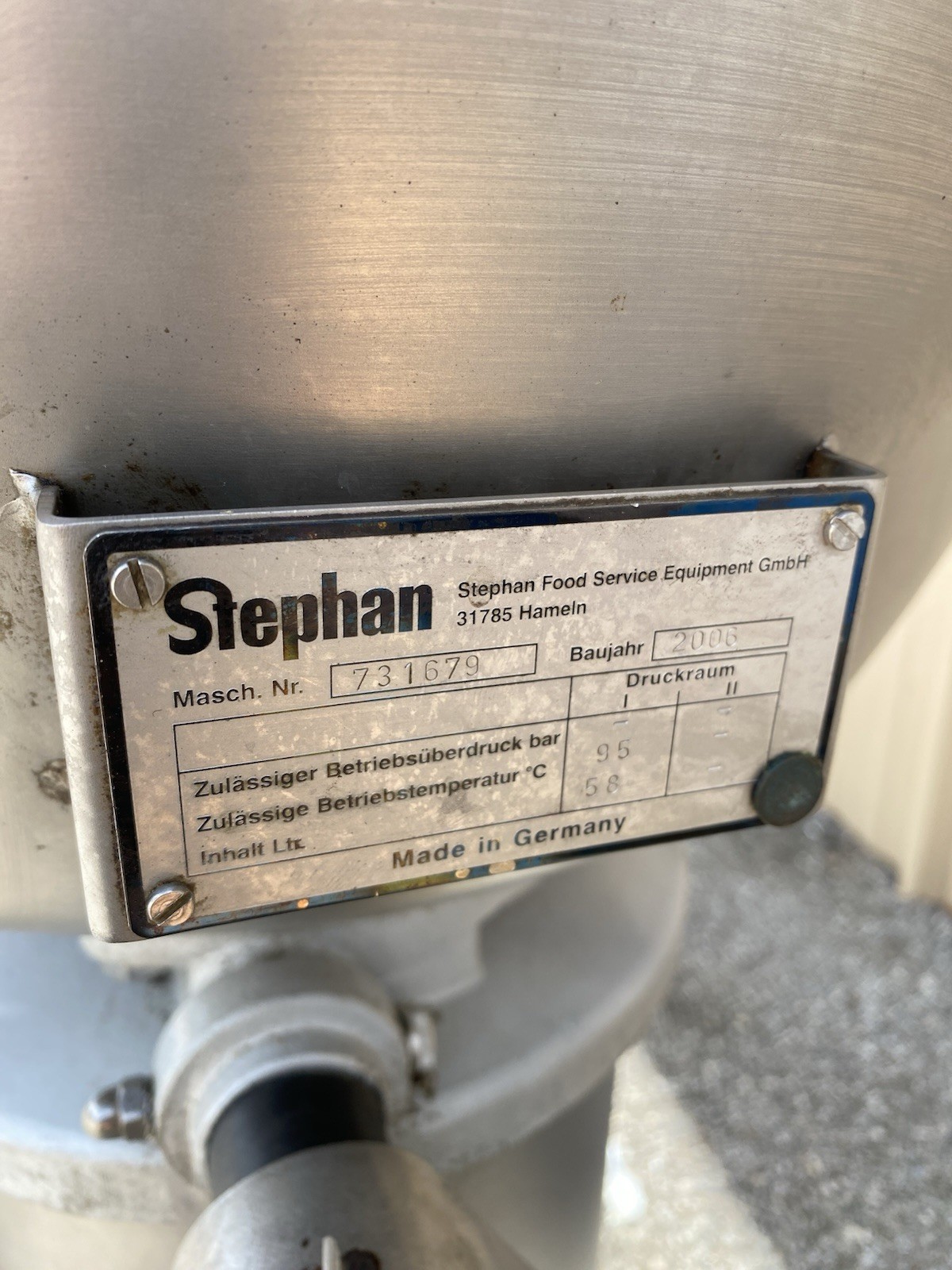 Used Stephan VCM 44 A/1 Vertical Mixer, 3 Phase, 208 Volts