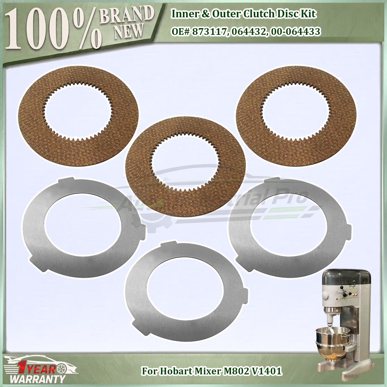 For Hobart Mixer M802 V1401 Inner & Outer Clutch Disc Kit 873117 064432 6PCS NEW