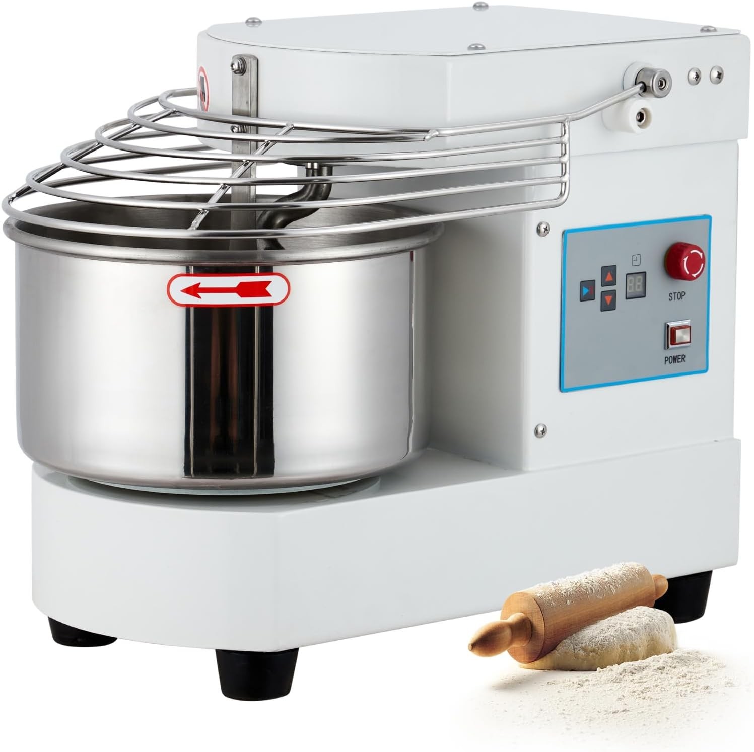 Commercial Food Mixer 10.5Qt Touch Screen Dough Mixer Timer 650W Dual Rotating