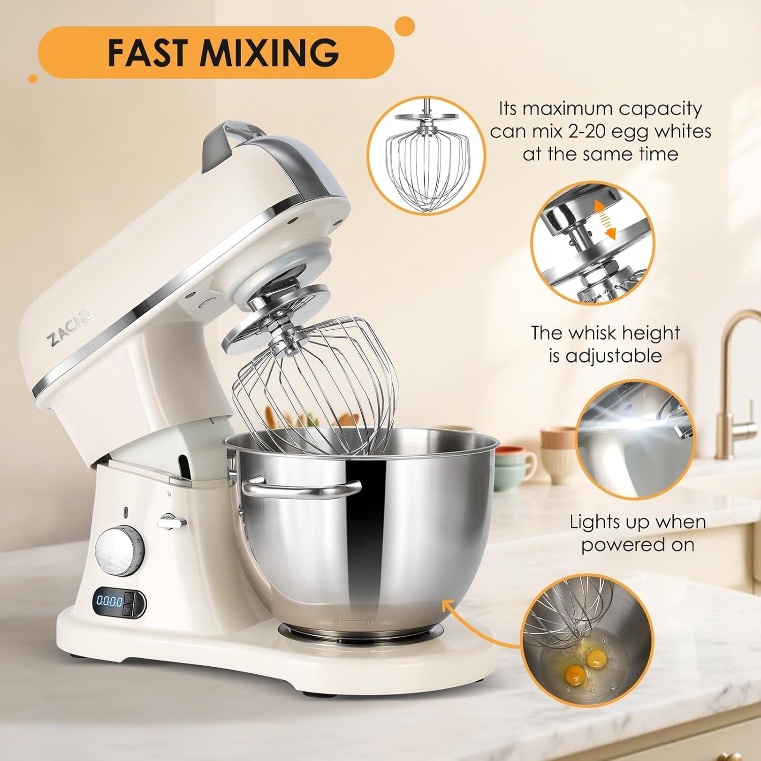 Professional Stand Mixer 800W with Tilt Head, Dough Hook and Beater Attachments