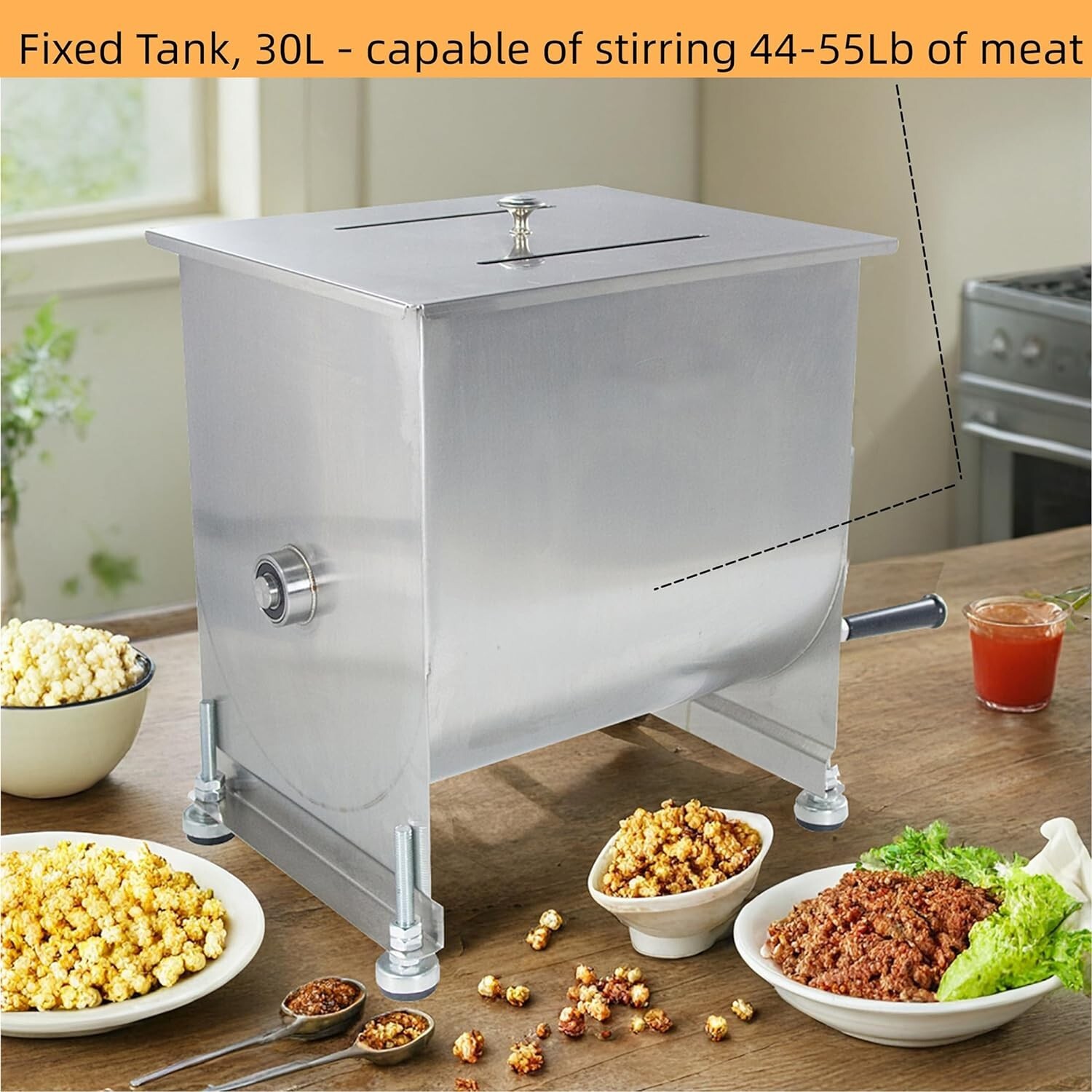 CMI Manual Meat Mixer Machine 22.5L 45Lbs Stainless Steel Kitchen Sausage Mixing