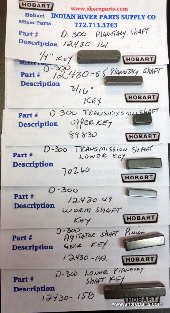 Hobart D300 Key Set See List Below