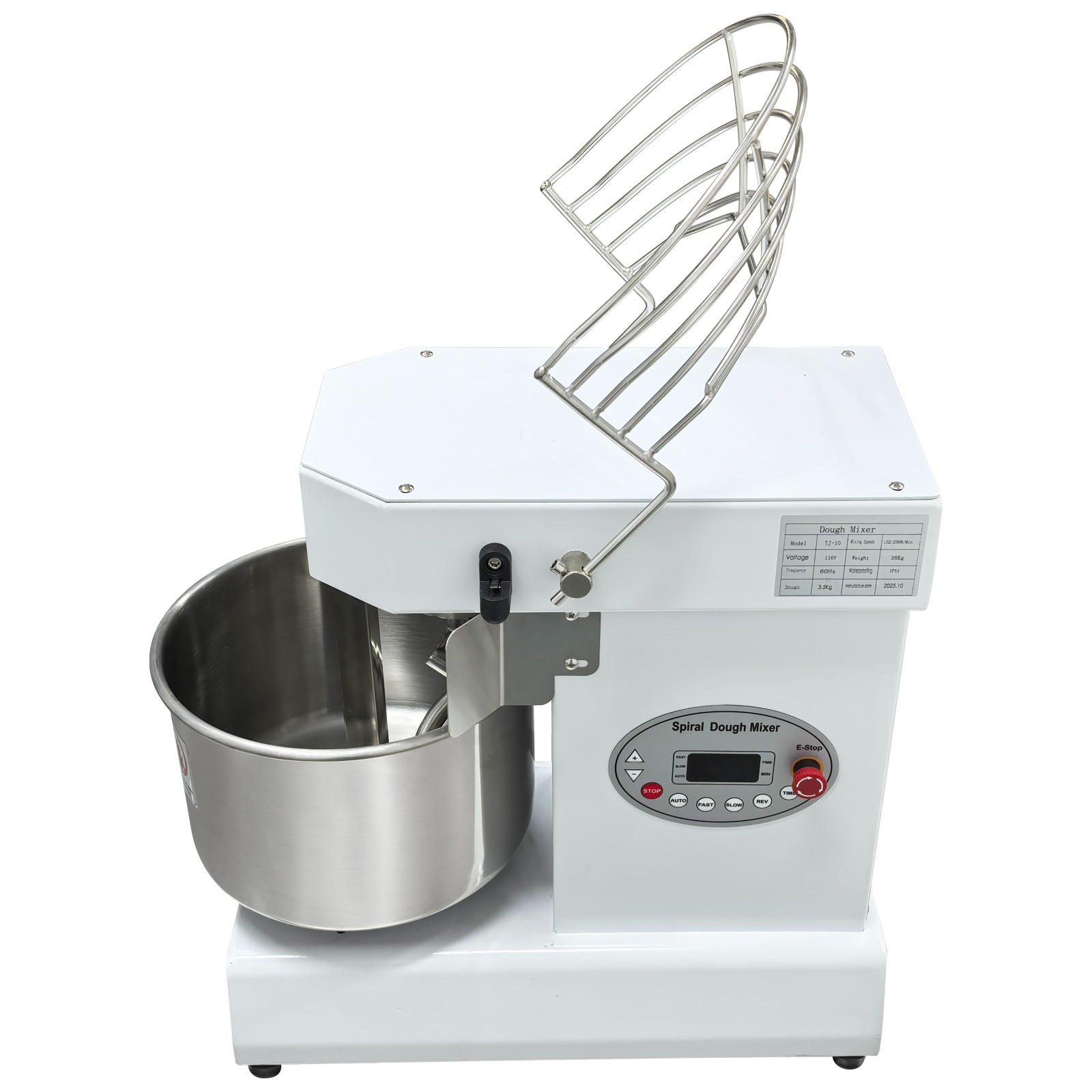 10L Dual-Speed Dual-Motion Electric Dough Mixer Digital Timer Bread PizzaBlender