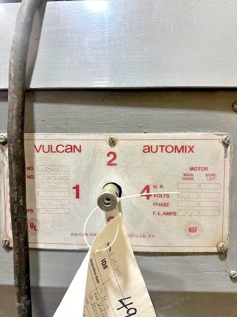 “VULCAN FM-60” HD COMMERCIAL 60 QUART 4 SPEED MIXER WITH BOWL AND J HOOK AUTOMIX