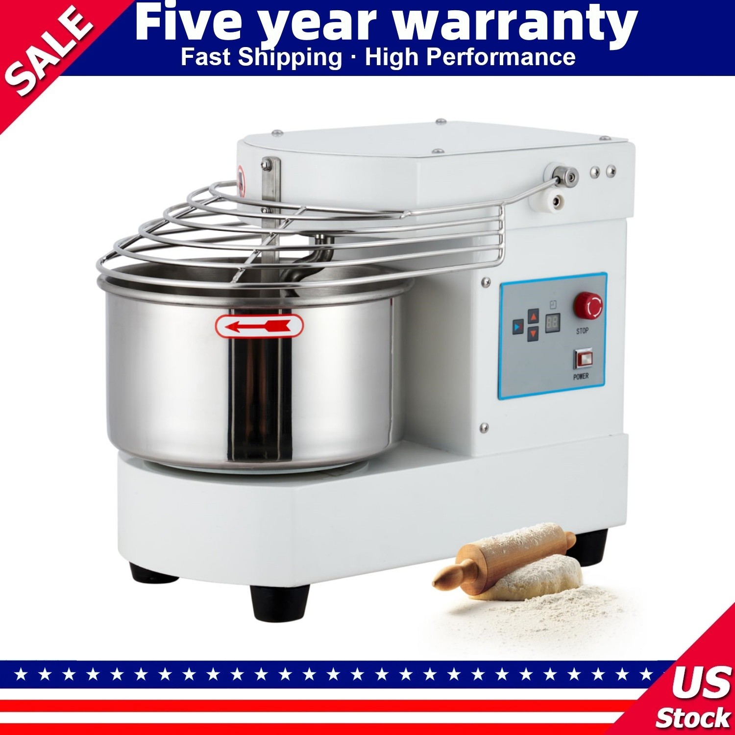 Commercial Food Mixer 10.5 Qt Touch Screen Dough Mixer Machine with Timer 650W