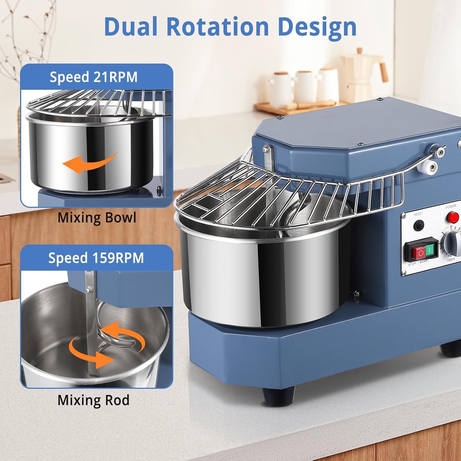 Commercial Dough Mixer 10.5Qt 650W Dual Rotating Kneading Machine Stand Mixer