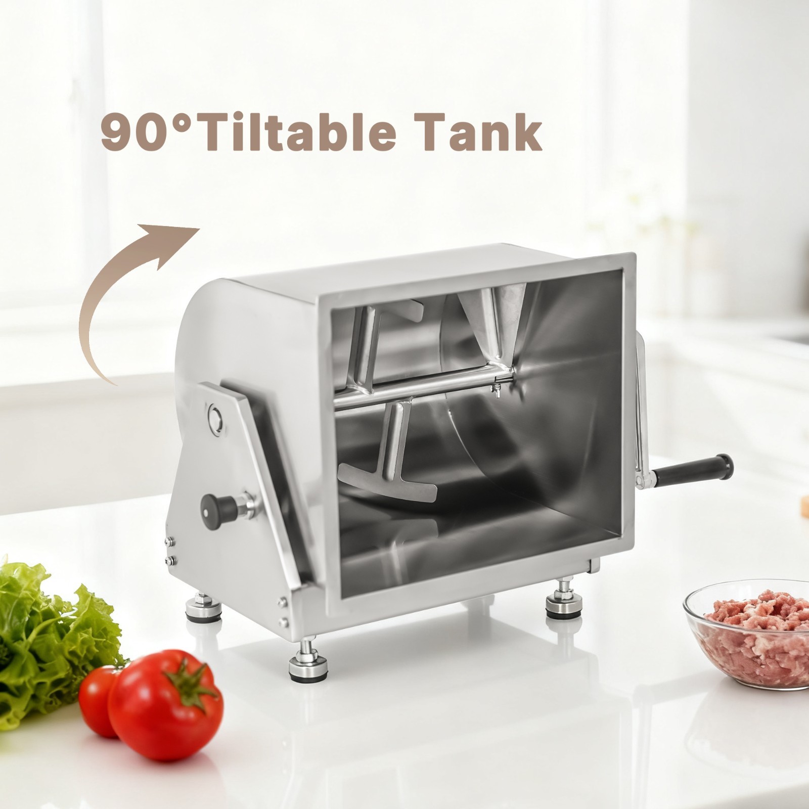 MorganGastro 30lbs Meat Mixer Manual Tilt Sausage Mixing Machine Stainless Steel