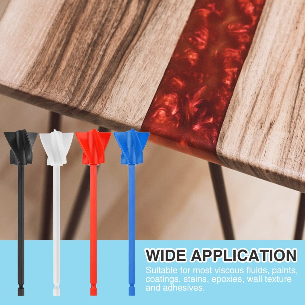 QOONESTL Resin Mixer Paddles, 4pcs Reusable free size, Black+white+red+blue