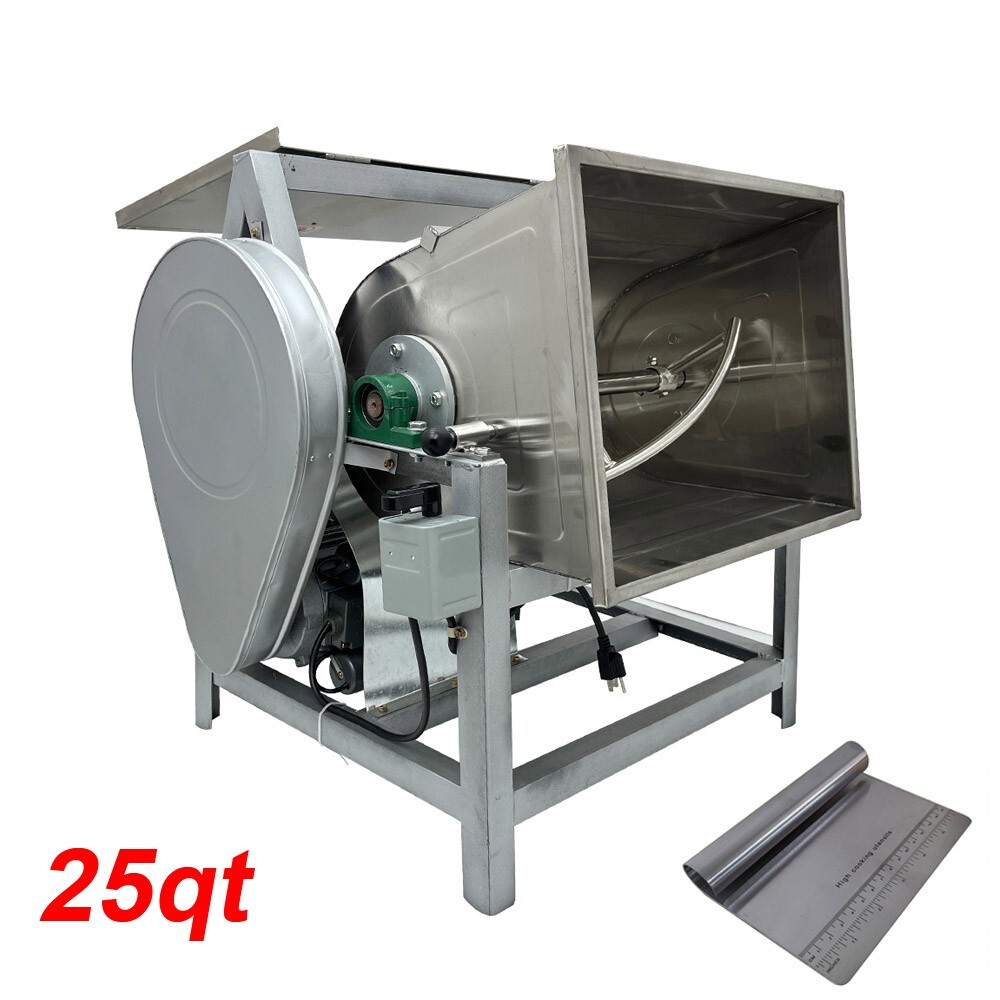 25qt Commercial Flour Mixer Electric Dough Kneading Machine Tiltable Hopper