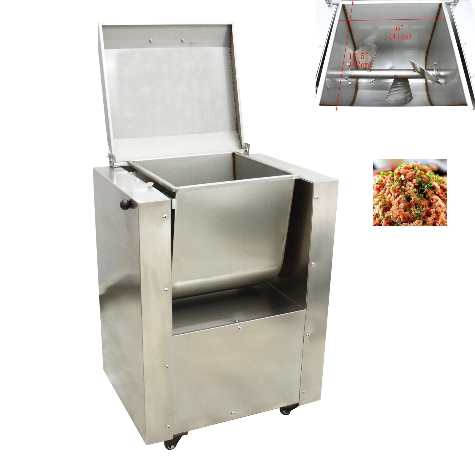 Horizontal Commercial Stuffing Machine Tiltable Tank Electric Meat Mixer 10.5Gal