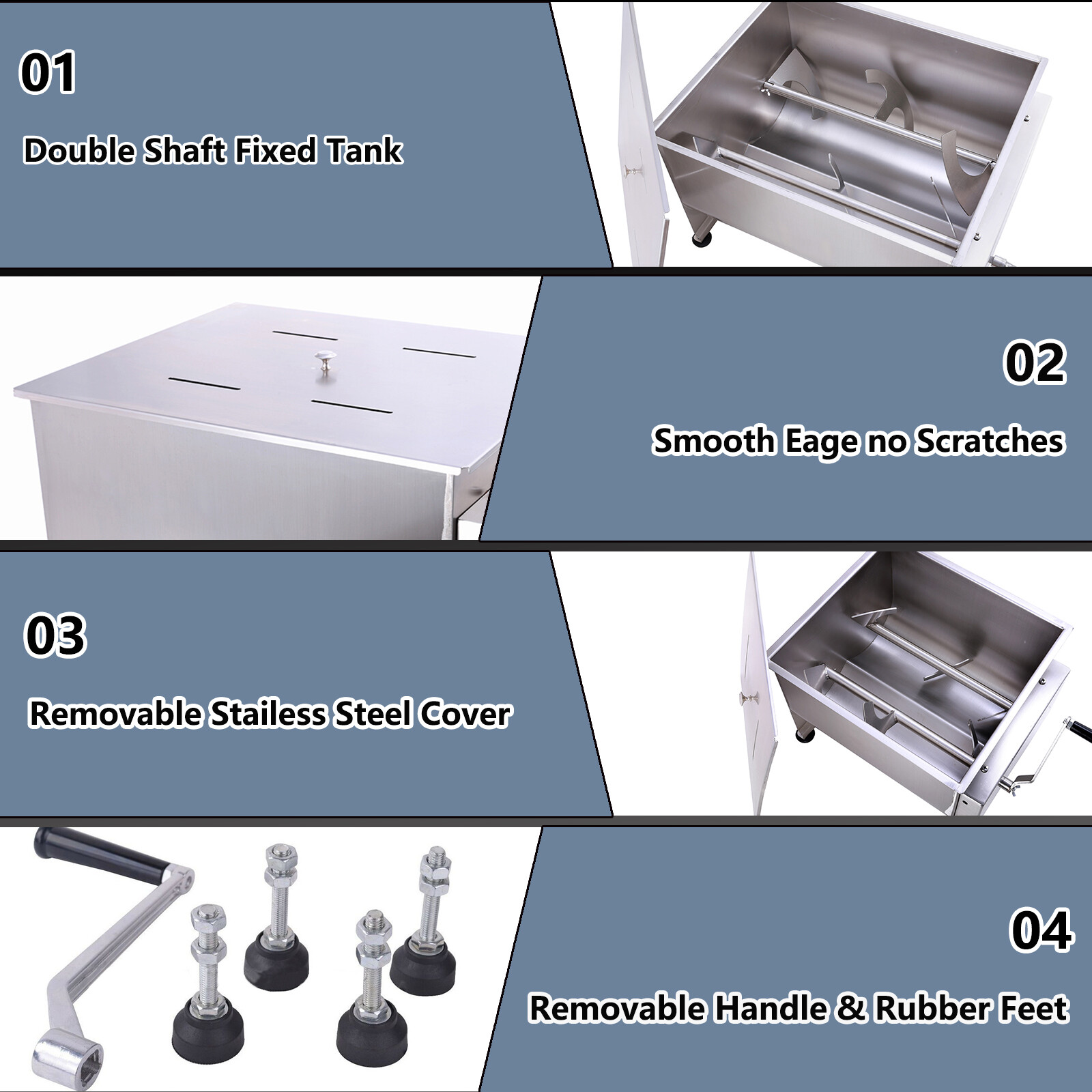 Hakka Double Axis Manual Meat Mixer Stainless Steel Commercial Kitchen Machine