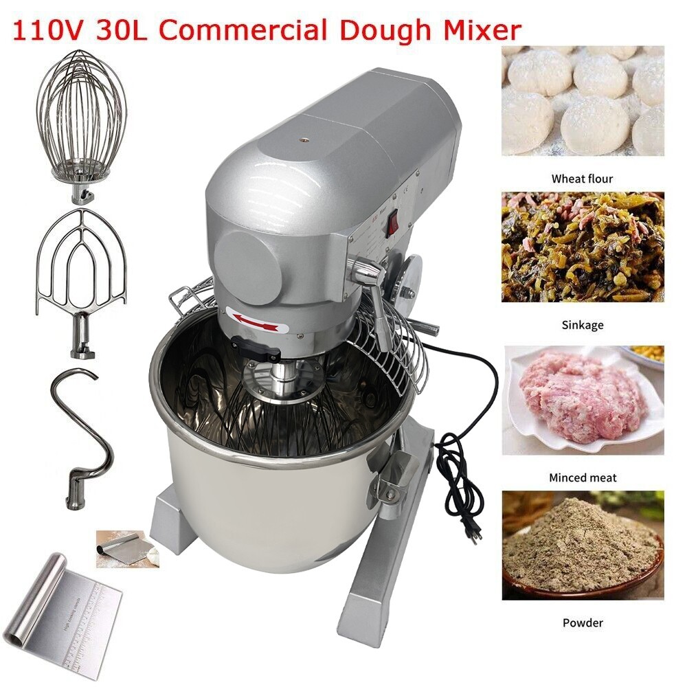 30L Commercial Dough Mixer 110V Electric Food Mixer Flour Mixer 3 Speeds Adjust
