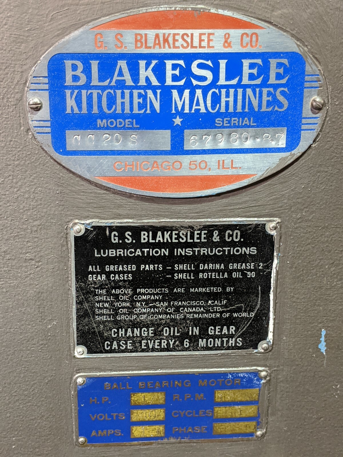 Blakeslee CC20S Planetary Mixer 20 Qt Cart Mount 5-Speed with Beater *w/o Bowl*