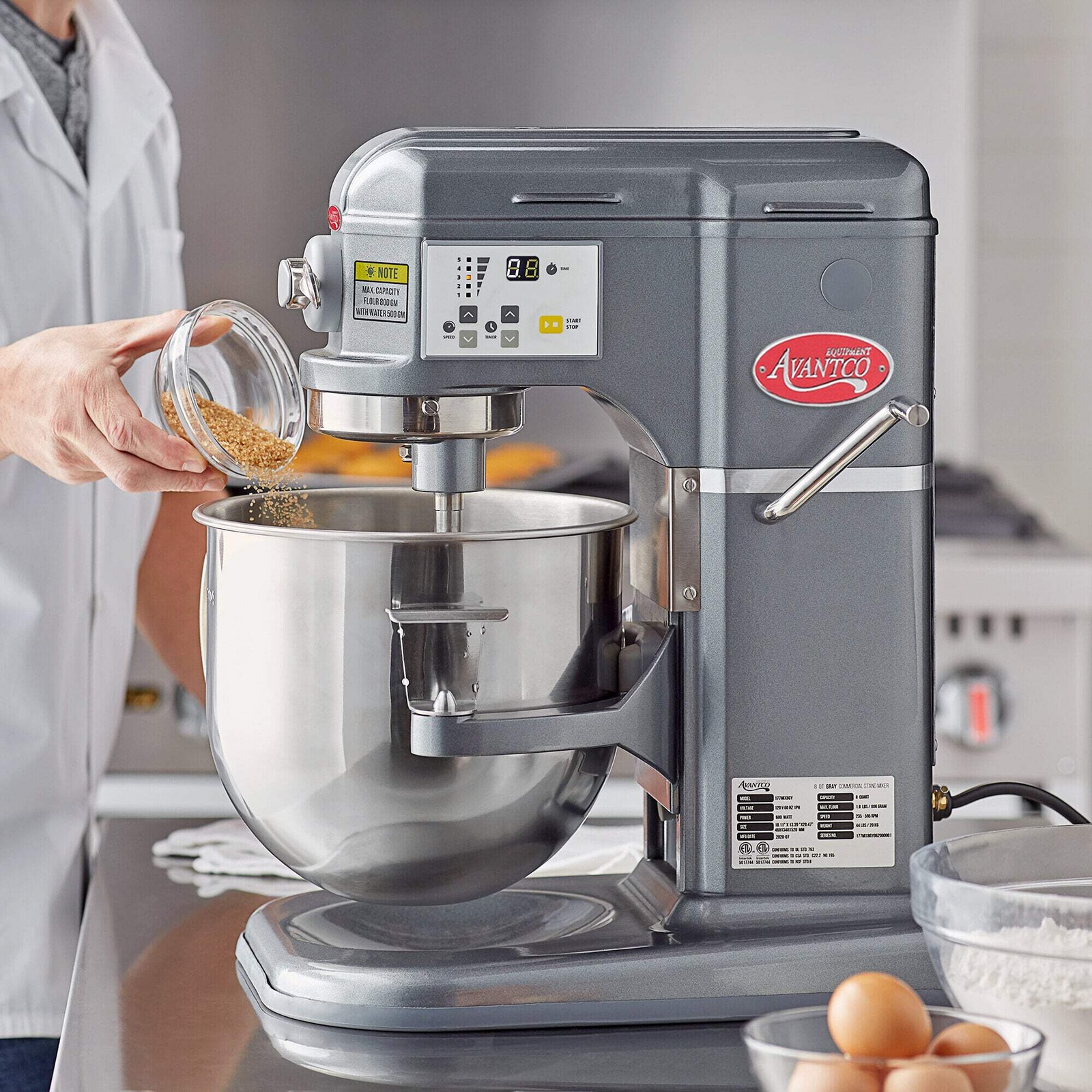 8 Qt. Bowl Lift Countertop Mixer with Standard Accessories and Guard Option