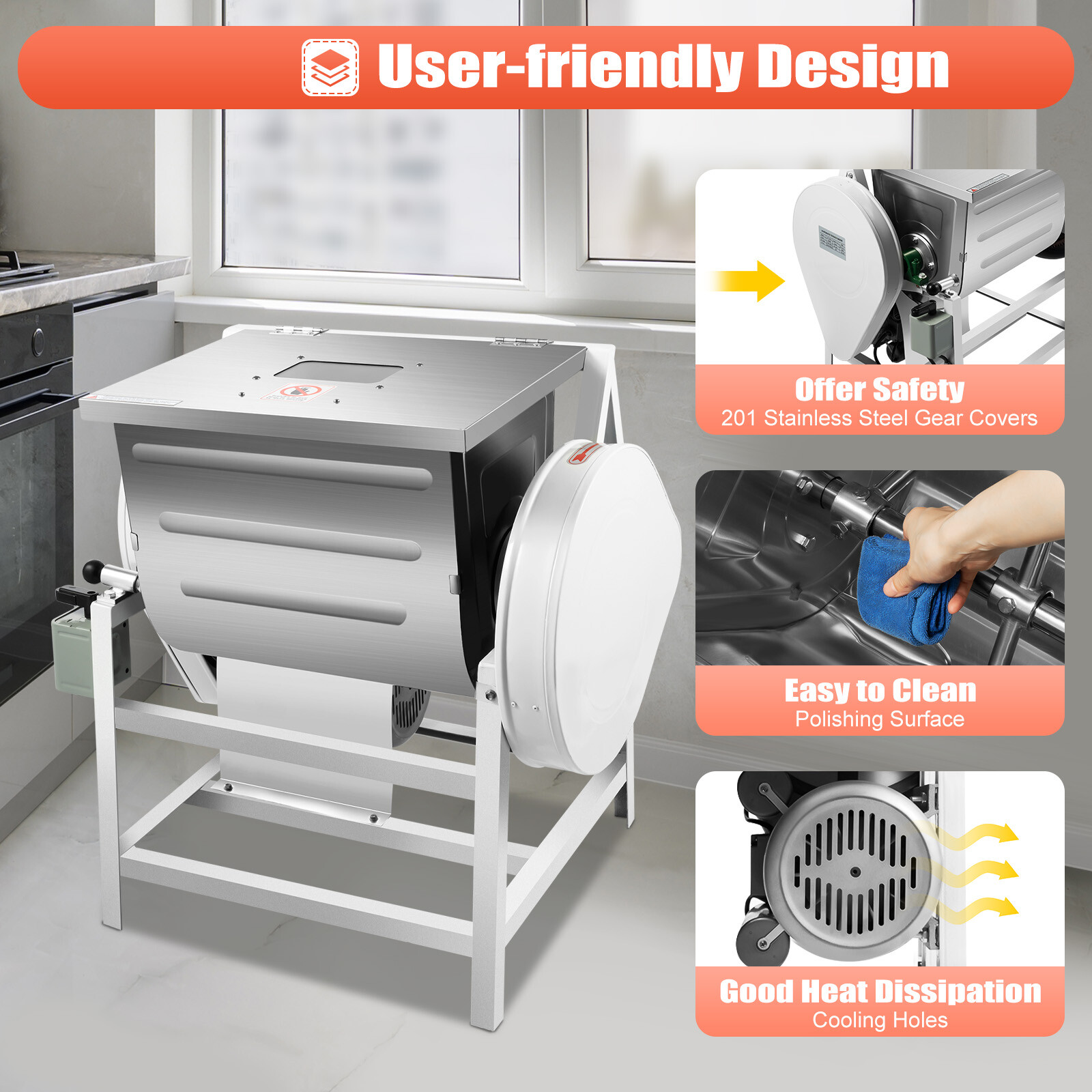 110V Dough Mixer Machine 30 QT 15KG Commercial Electric Flour Meat Mixing Mixer