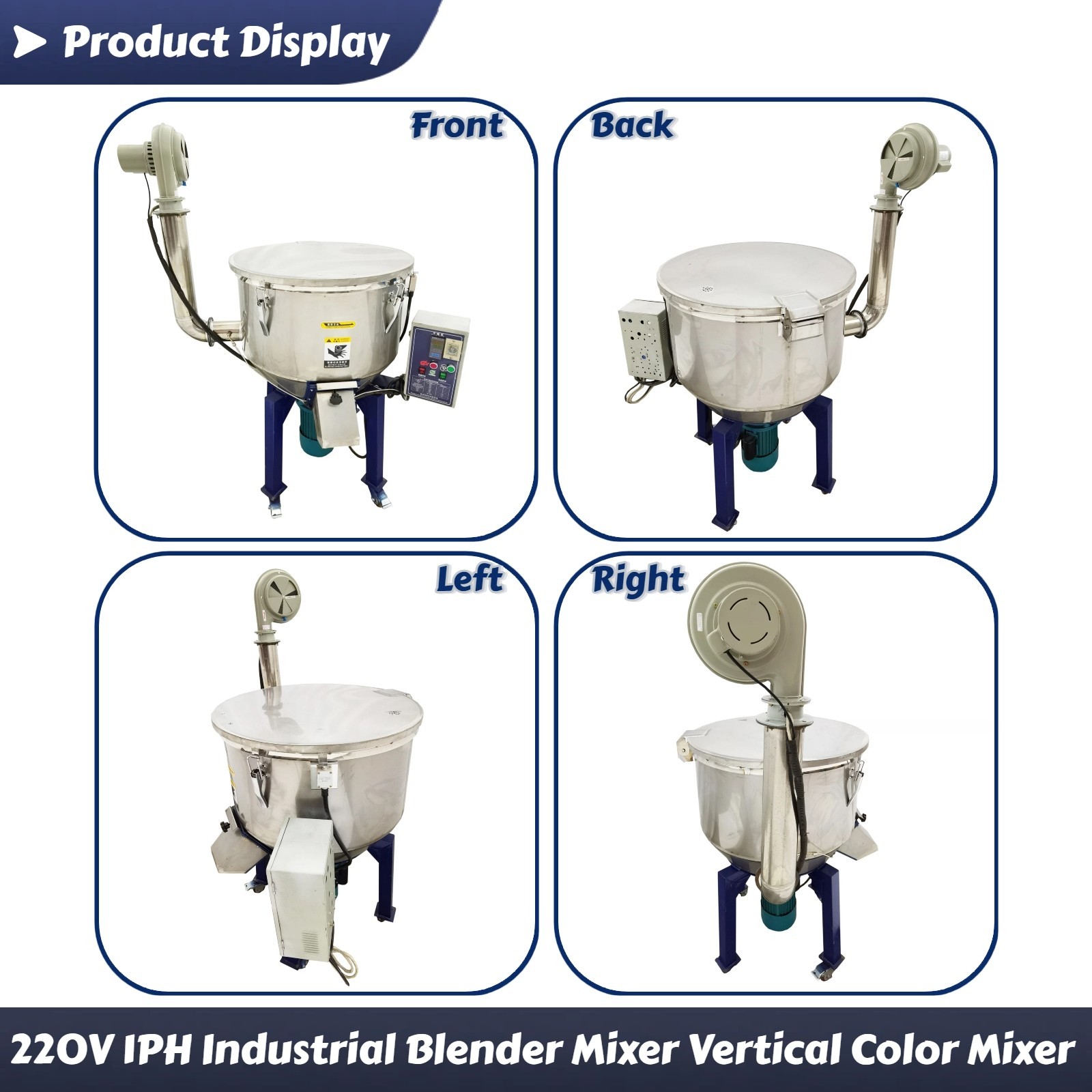 220V 1PH 4KW Stainless Steel Industrial Blender Mixer Vertical Color Mixer 100KG