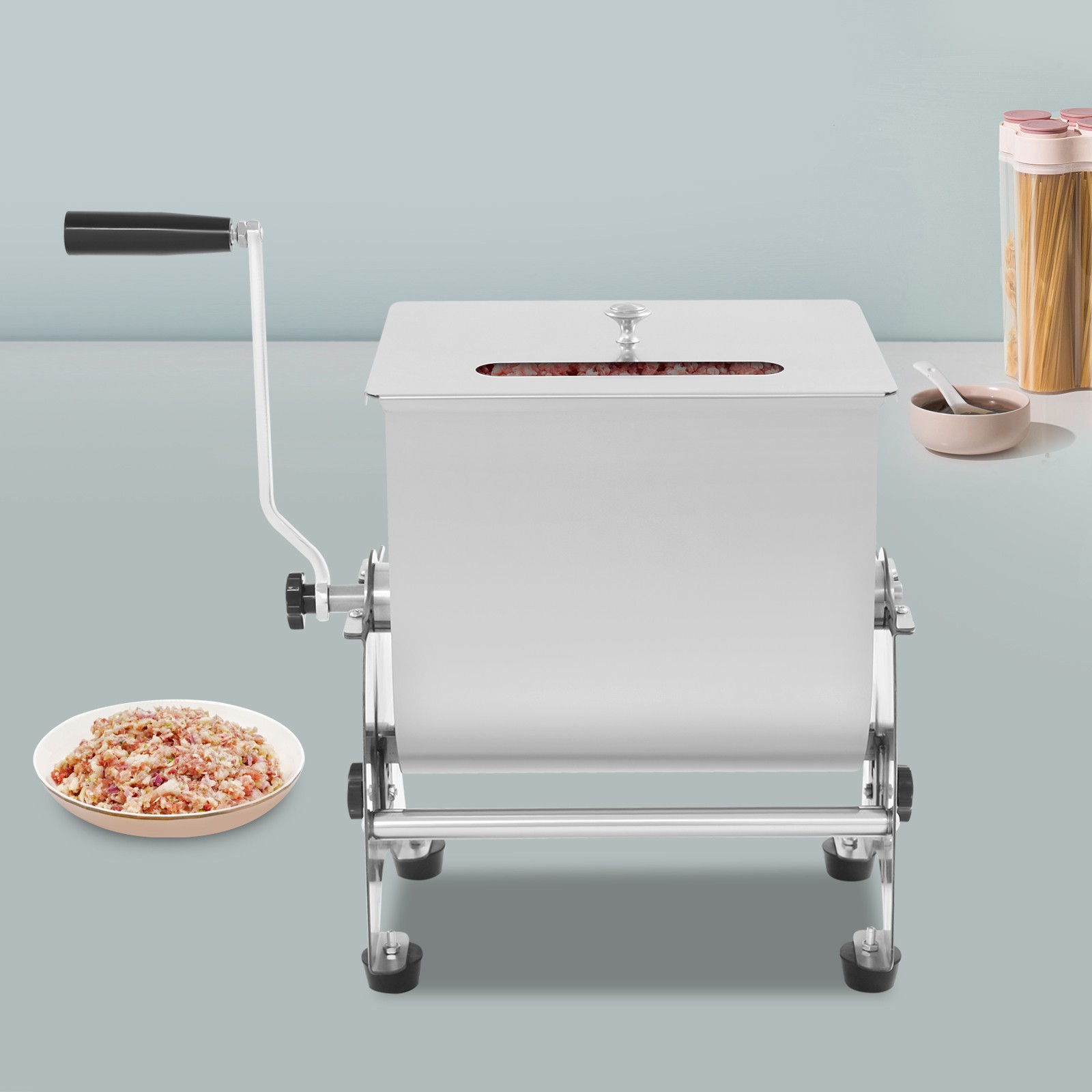 22LB 90° Tilt Manual Meat Mixer Hand Meat Sausage Mixer Machine Stainless Steel