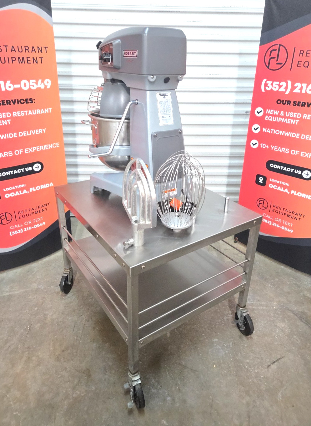 NEW HOBART 20QT HL200 Mixer W/ Bowl, Hook, Paddle, Whip, Table – WATCH VIDEO!