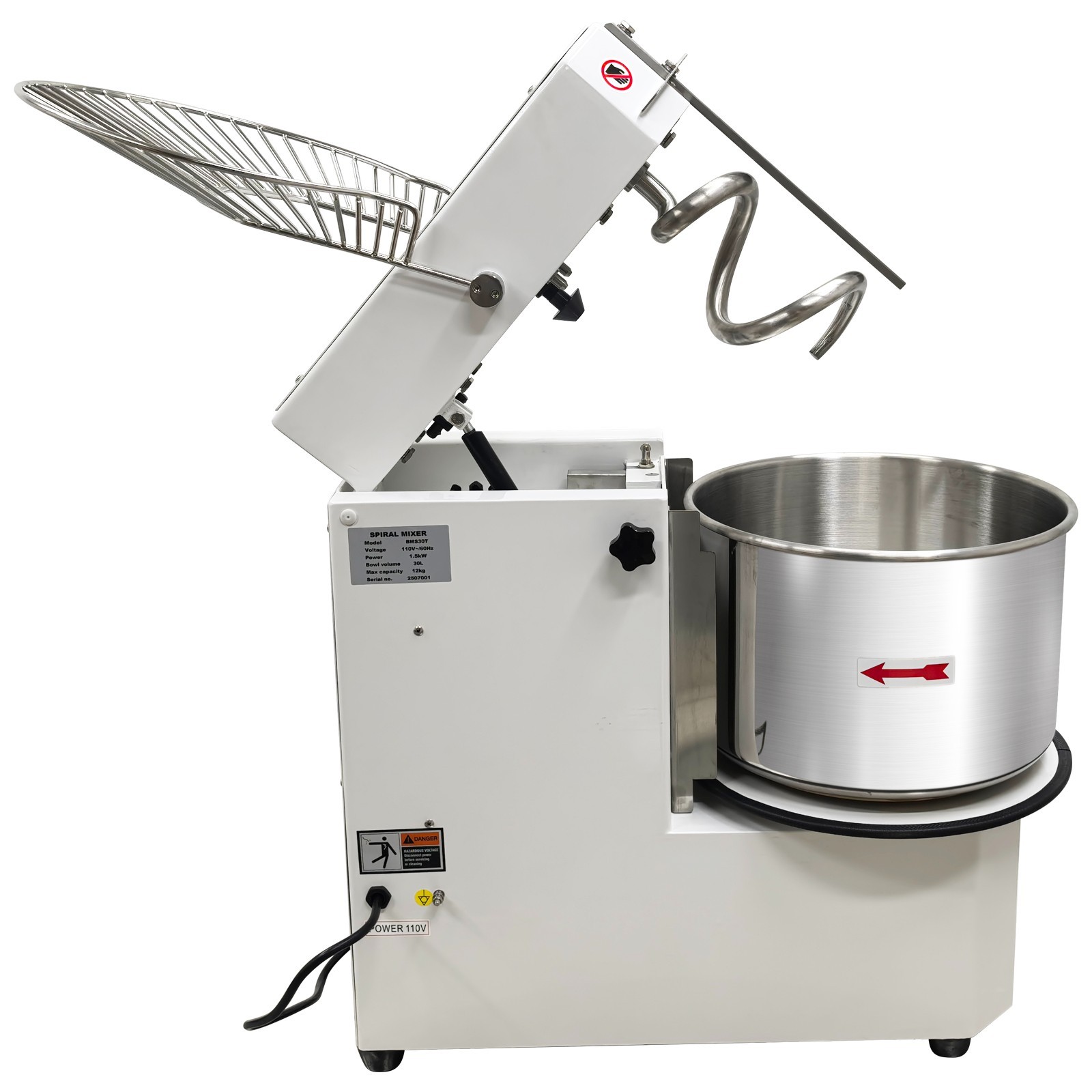 20L Food Mixer Double Speed Action Dough Kneading Machine Detachable Bucket 110V