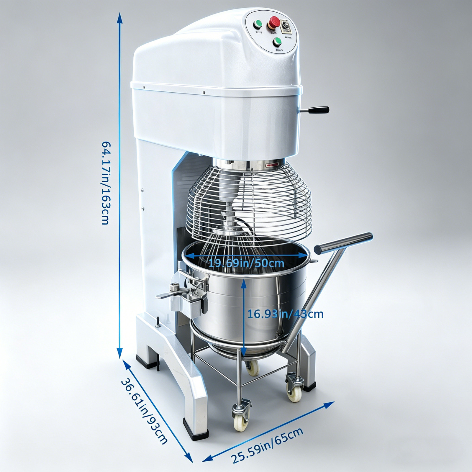 60L Commercial Stand Mixer 220V 3-Phase 3Speed Heavy Duty Dough Mixer w/ Trolley