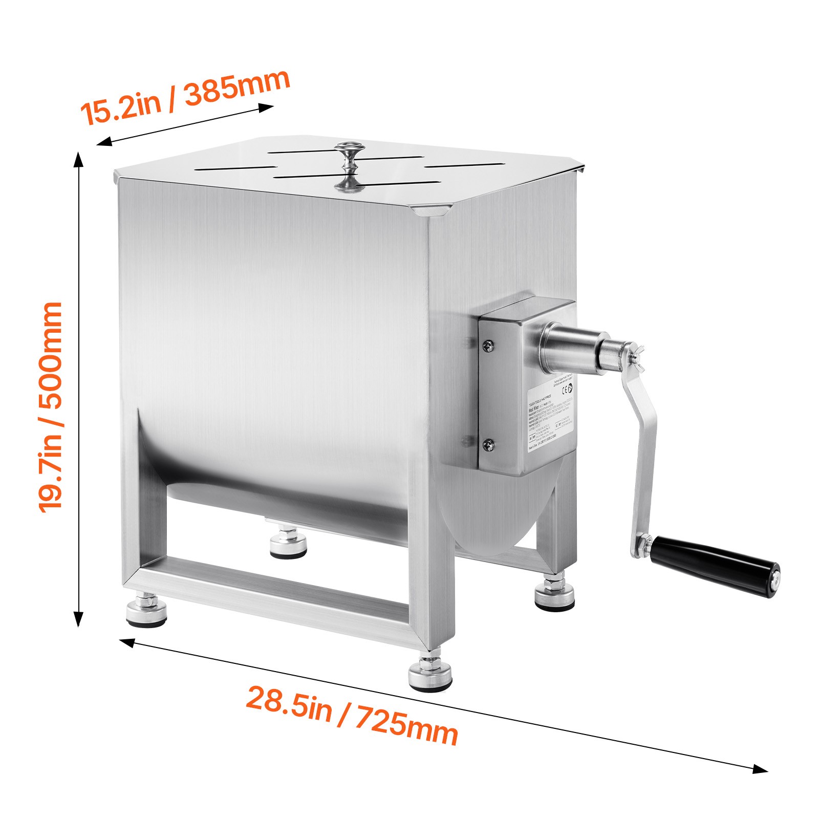 Commercial Manual Meat Mixer 120lb Hand Food Sausage Mixing Machine Stainless