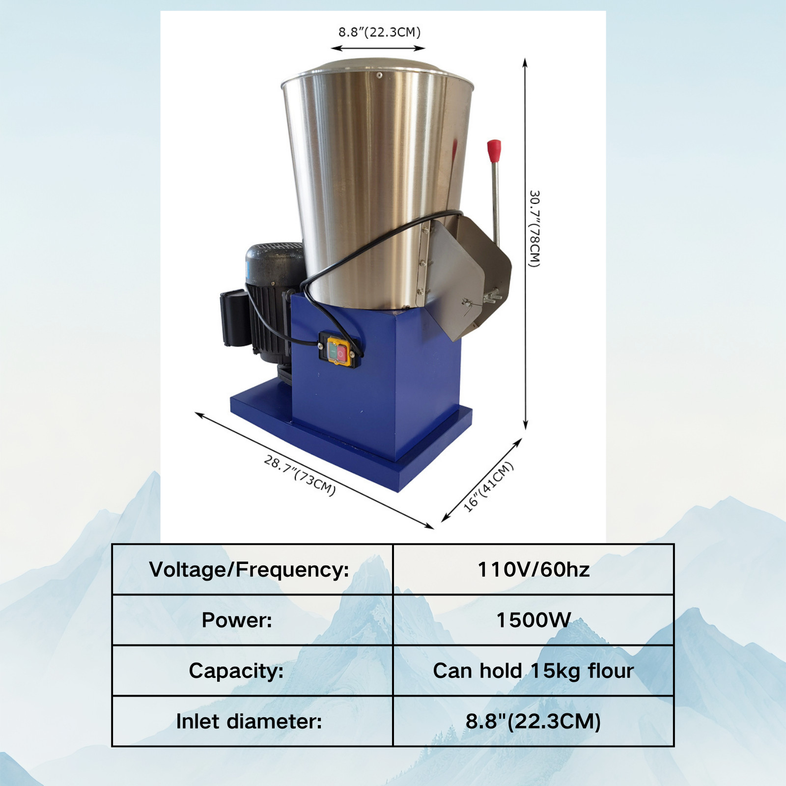 110V 15kg Vertical Stainless Steel Mixer Commercial Dough Kneading Tool