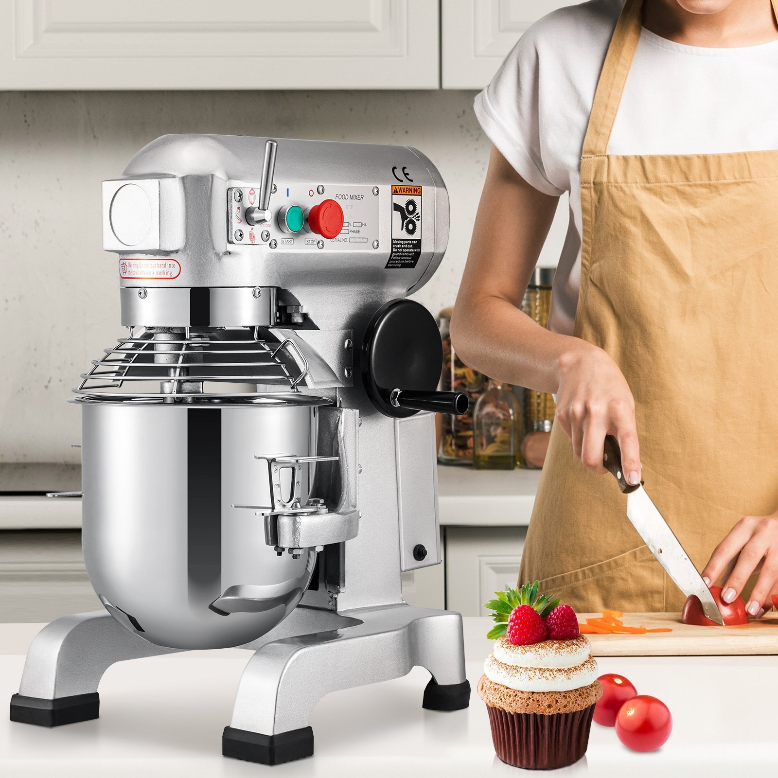 Commercial Food Mixer 15Qt 600W 3 Speeds Adjustable Heavy Duty 110V Whisk Beater