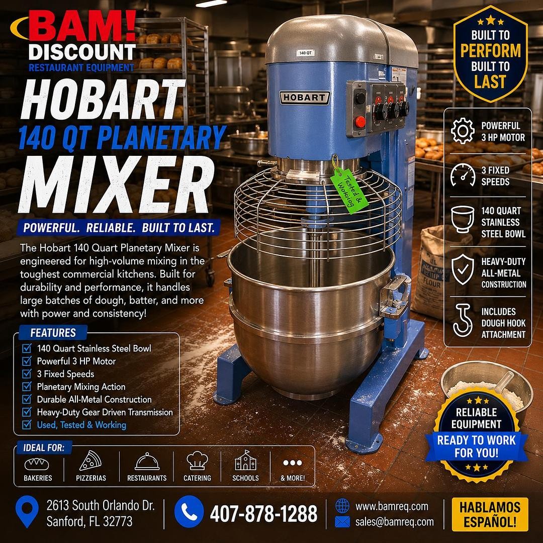 Hobart 140 Quart Commercial Planetary Mixer – Heavy Duty Bakery Mixer