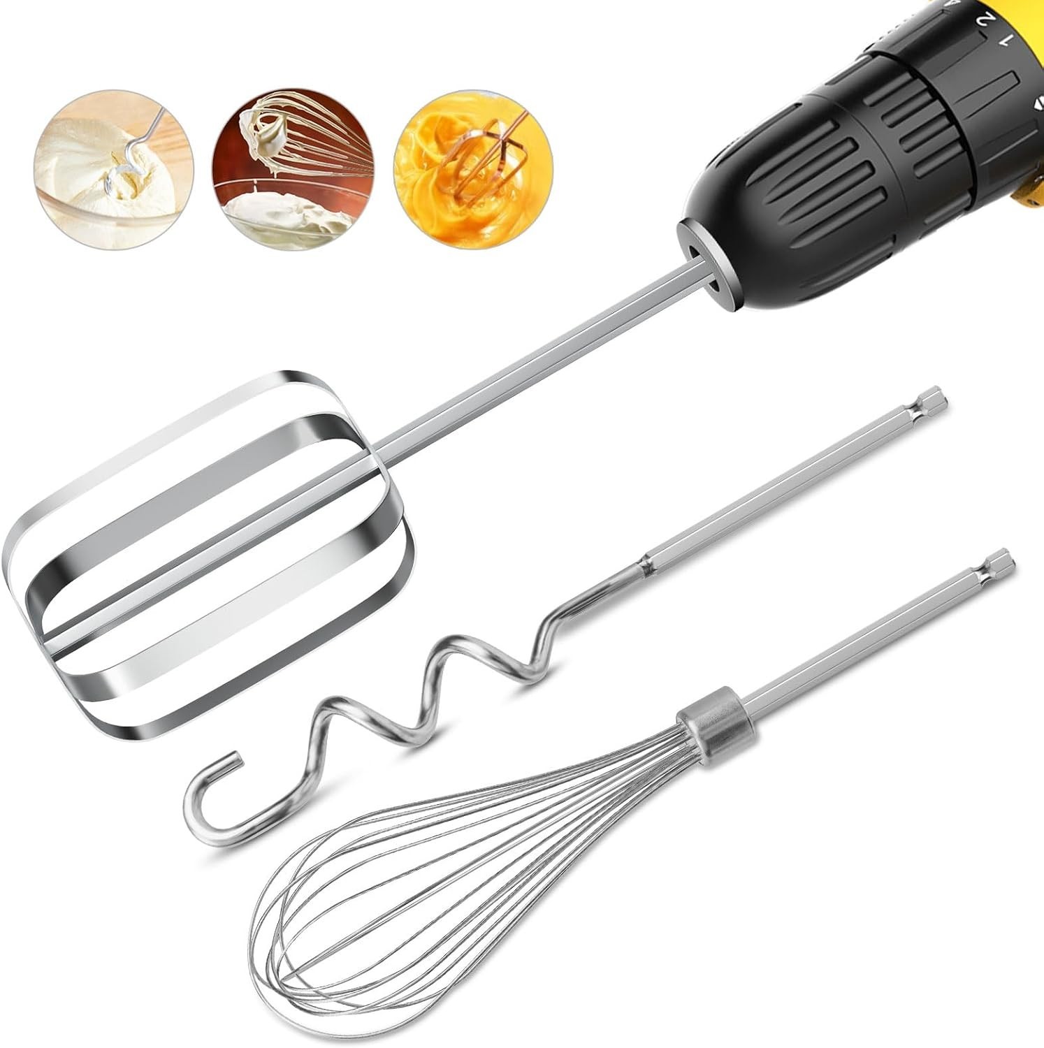 Mixer Accessories Set for Drills – 3-Piece Stainless Steel