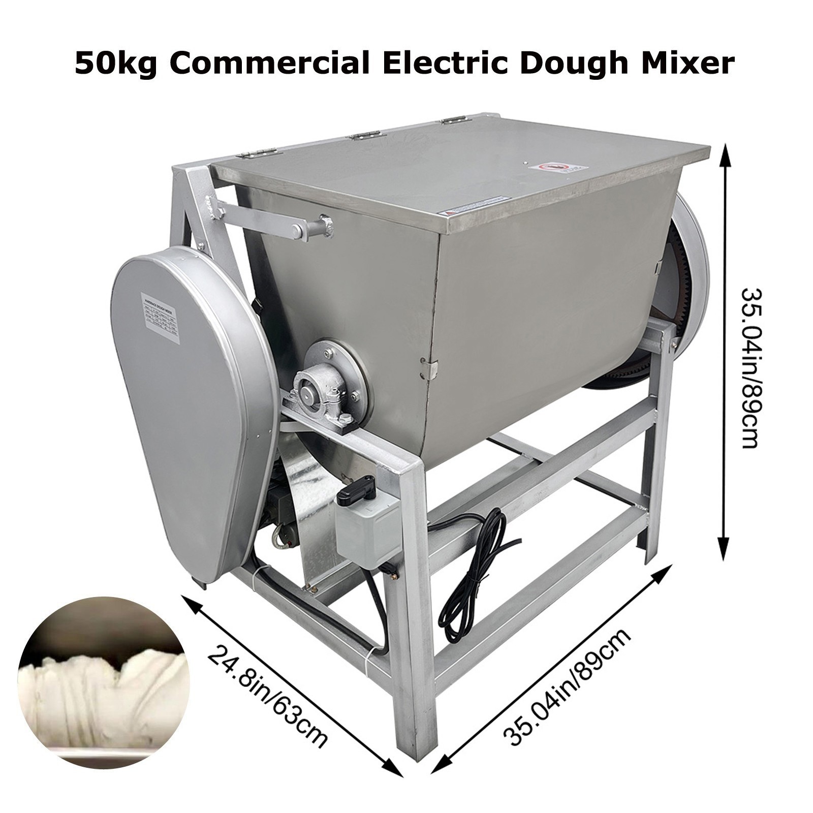 50kg 110V Electric Dough Mixer Commercial Dough Kneading Machine without Plug
