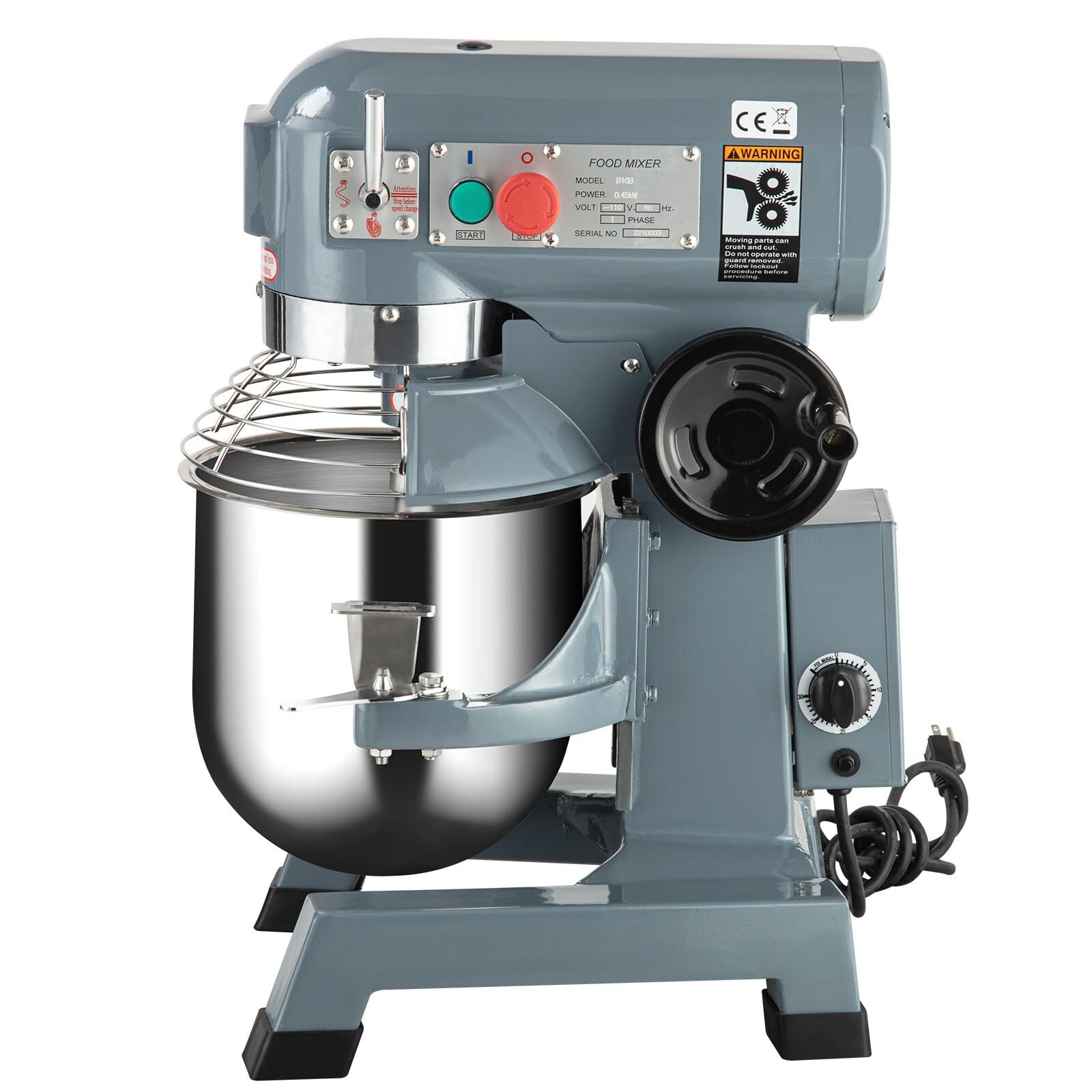 Commercial Food Mixer 10Qt / 15Qt 110V 3 Speeds for Bakeries Restaurants Pizze