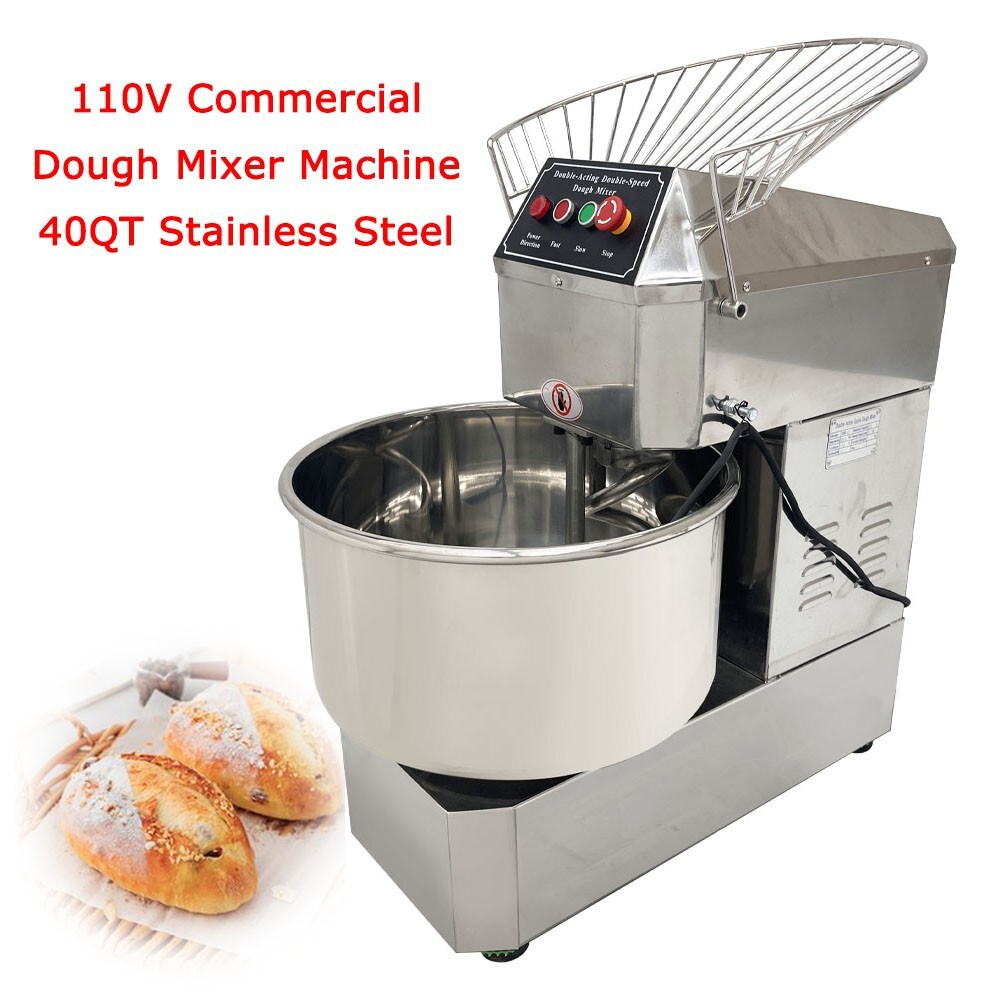 Commercial Dough Mixer Machine 110V 40QT Stainless Steel Spiral Mixer Bakeries
