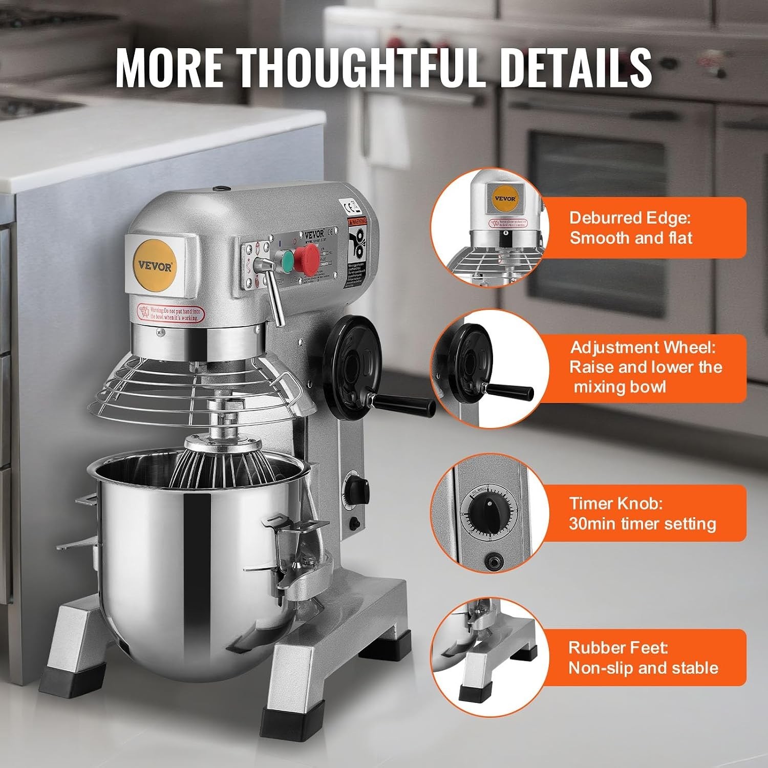 Versatile 15Qt Stand Mixer with Timer: Perfect for Bakeries & Restaurants