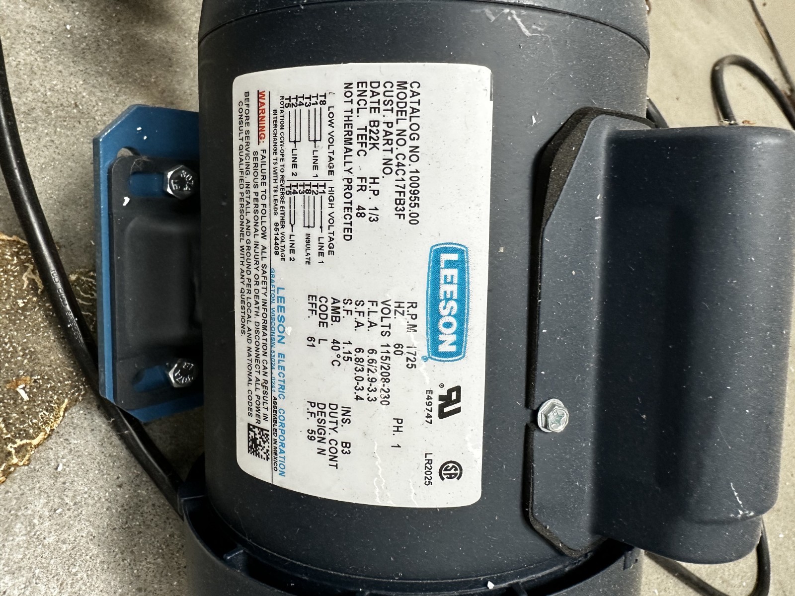 Electric Mixer: Clamp-Mount, for Small Batches, 120/240VAC, 1/3hp