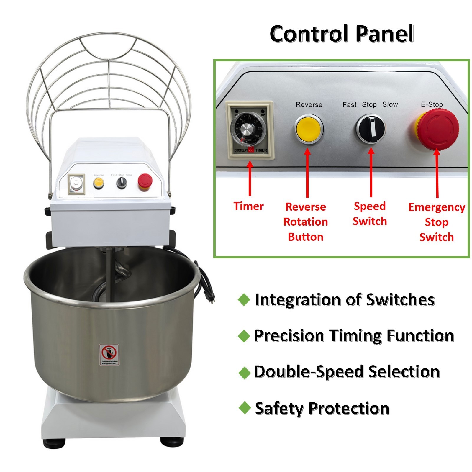35QT/40L Dough Mixer Food Mixer Stand Mixer for Pizza Bread Variable Frequency