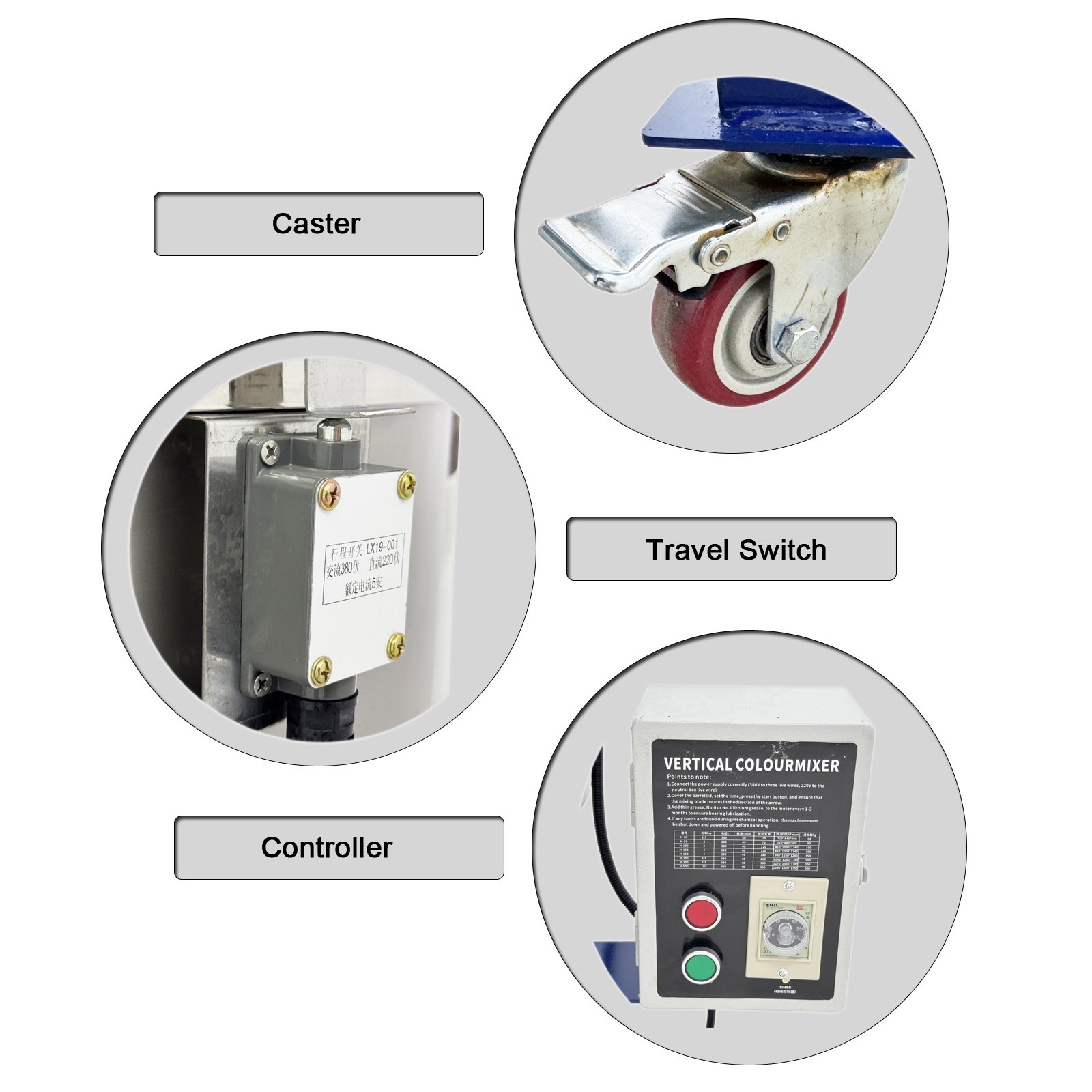 220V 4KW Industrial Blender Mixer Vertical Color Mixer 100KG Capacity 48RPM