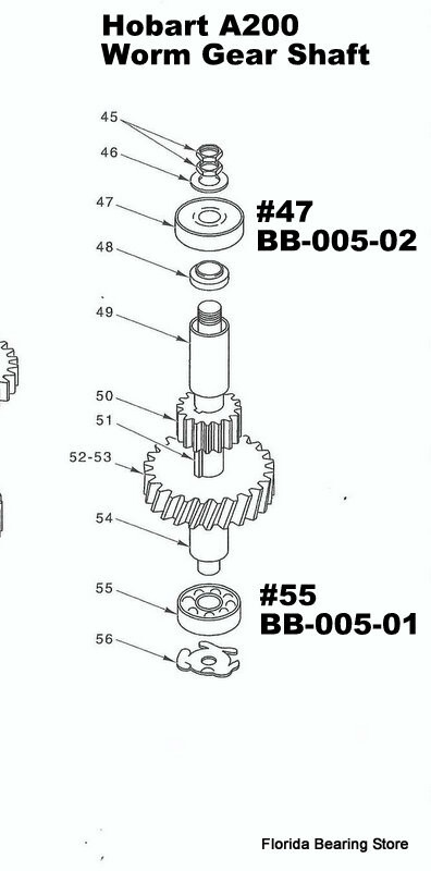 Hobart A120-A200 Worm Gear Shaft Bearings -BB-005-01-BB-005-02