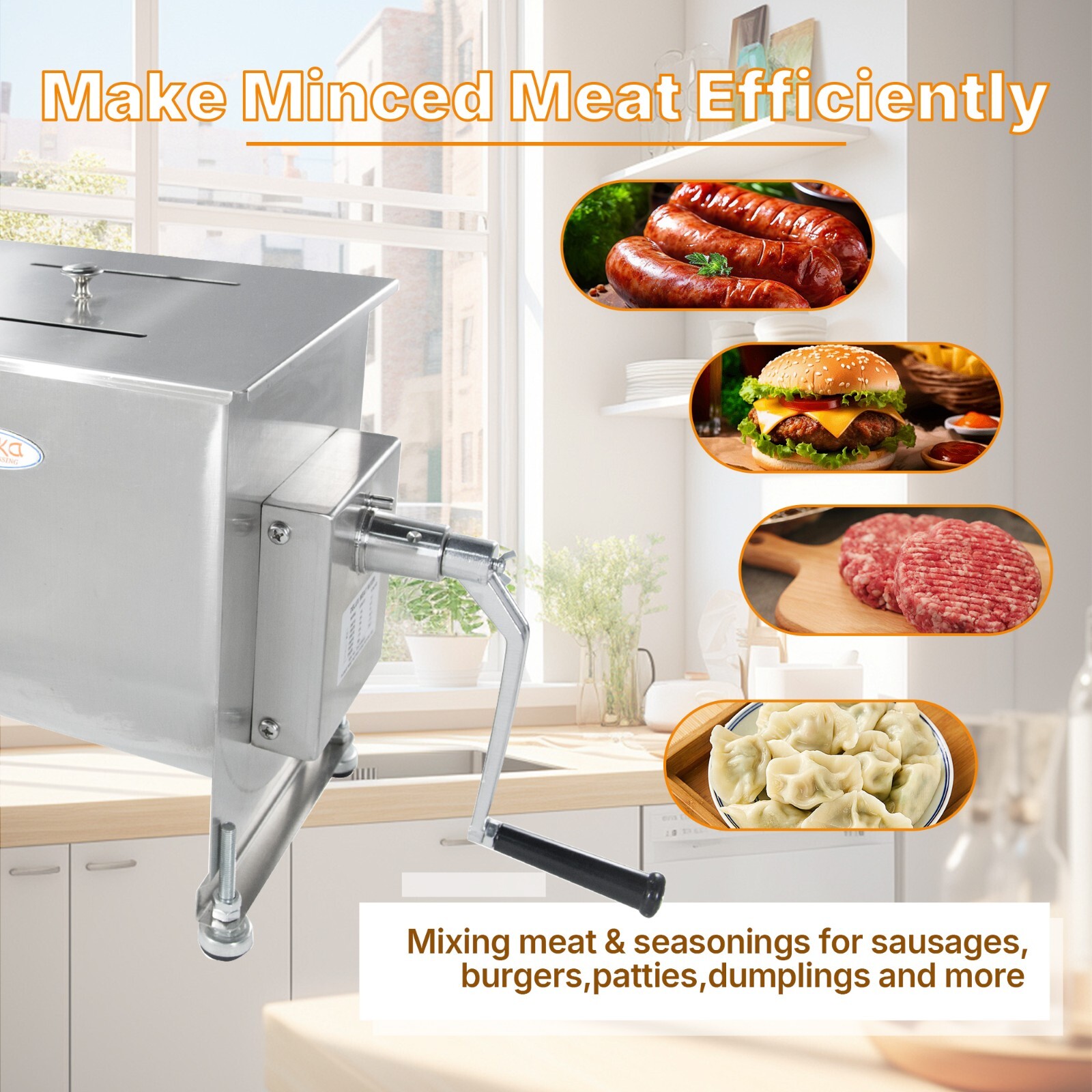 New Hakka 15L/30Lbs Meat Mixer Stainless Steel Hopper Commercial Food Mixer