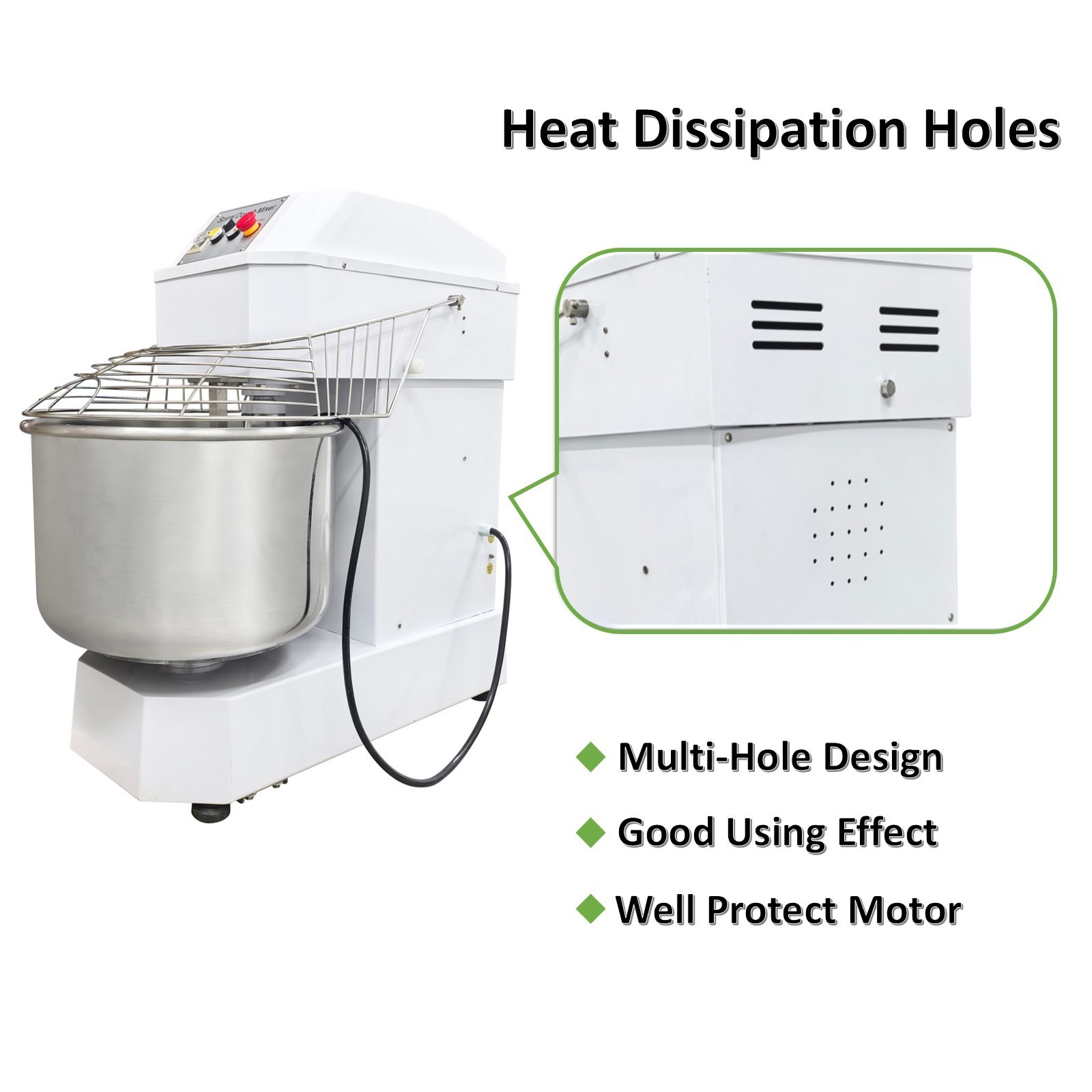 80L Commercial Double-acting Double-speed Dough Mixer Machine 220V Three-phase