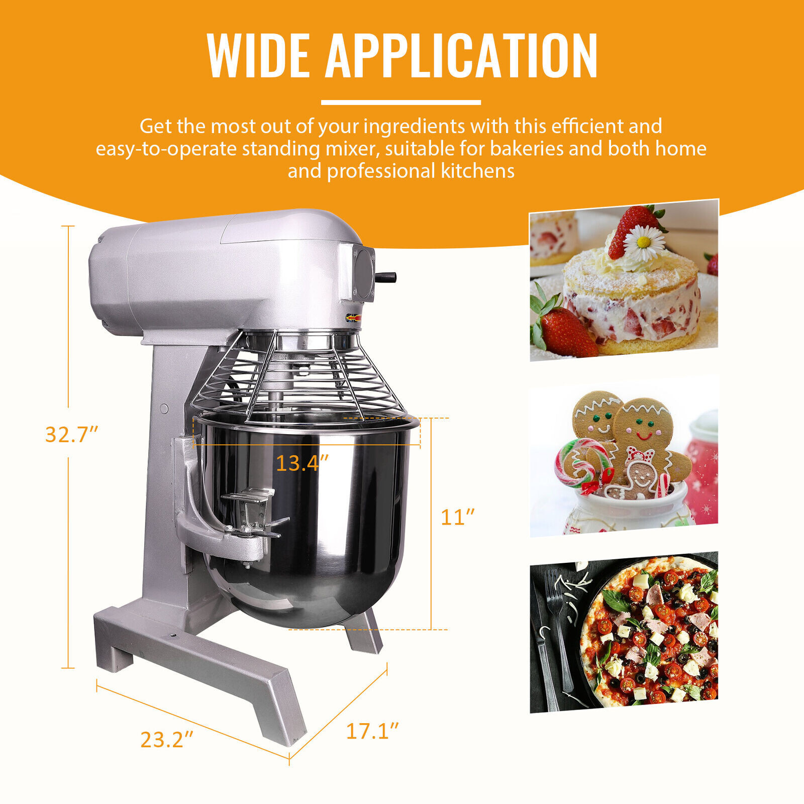 Dough Mixer 3 Speed 10L Bakery Cream Blender Stuffing Stirrer Dough Maker