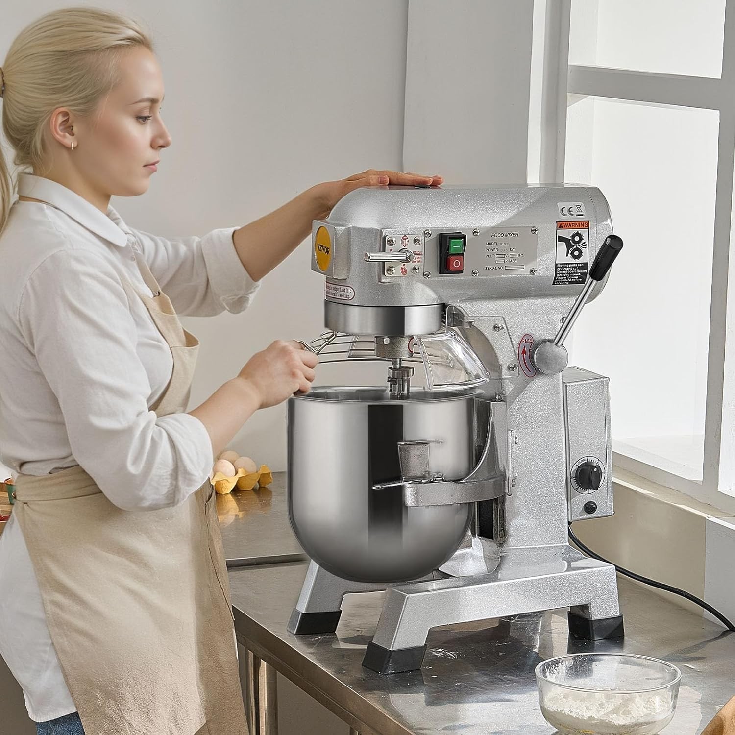 Professional 15Qt Stand Mixer – 550W Dough Mixer with Stainless Steel Bowl