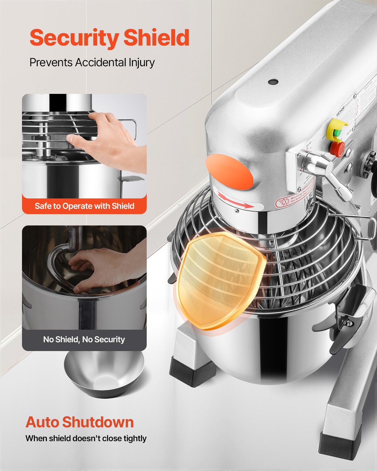 Commercial Electric Food Mixer 20Qt Stand Machine Dough Mixer 3 Speeds 750W
