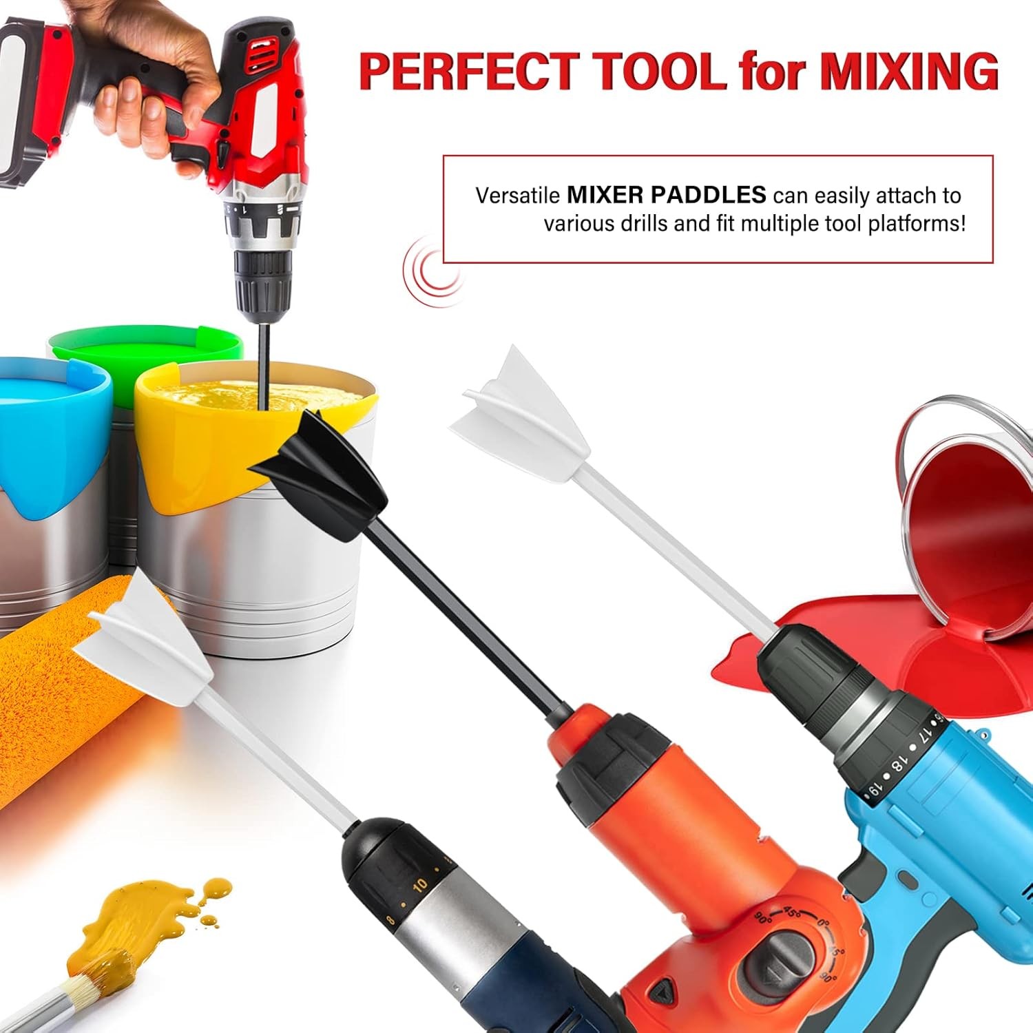 4 Pcs Resin Mixer Paddles for Drill, 4 pcs-Mixer Paddles, Black, White