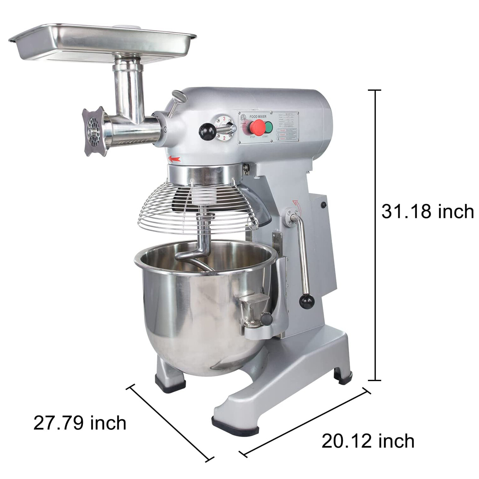 Hakka Commercial Food Mixer 20Qt Electric Dough Mixer Pizza Bakery 1100W
