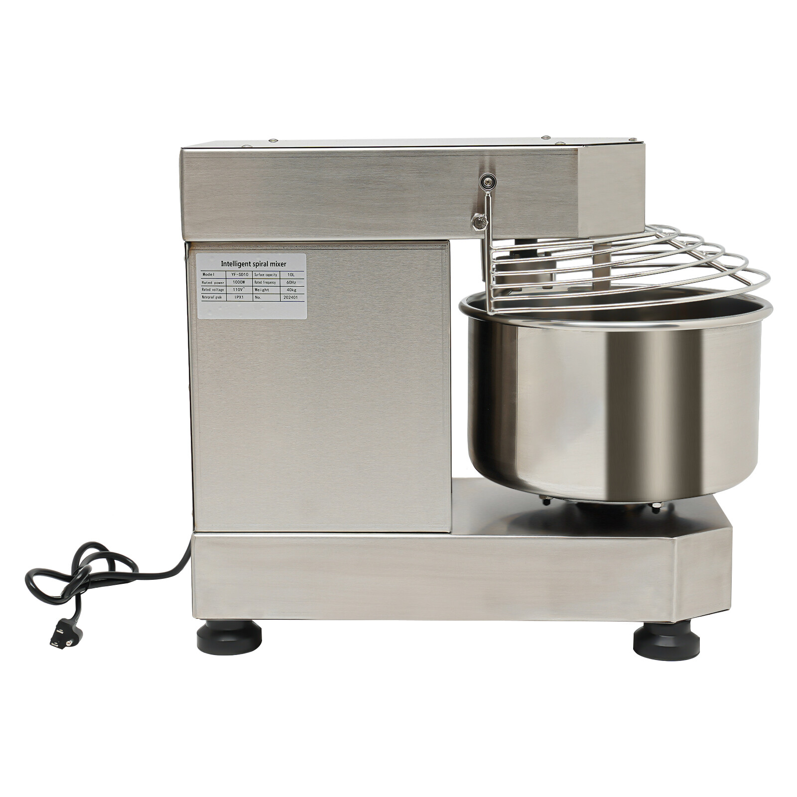 Commercial Dough Mixer 360° Mixing Dough Kneading Machine spiral stirring rod